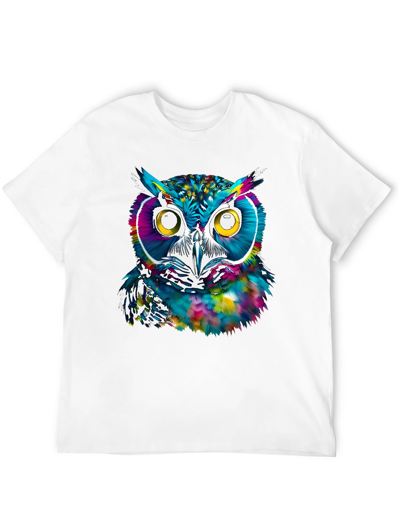 Black Colorful Owl Graphic Print T-Shirt view 12