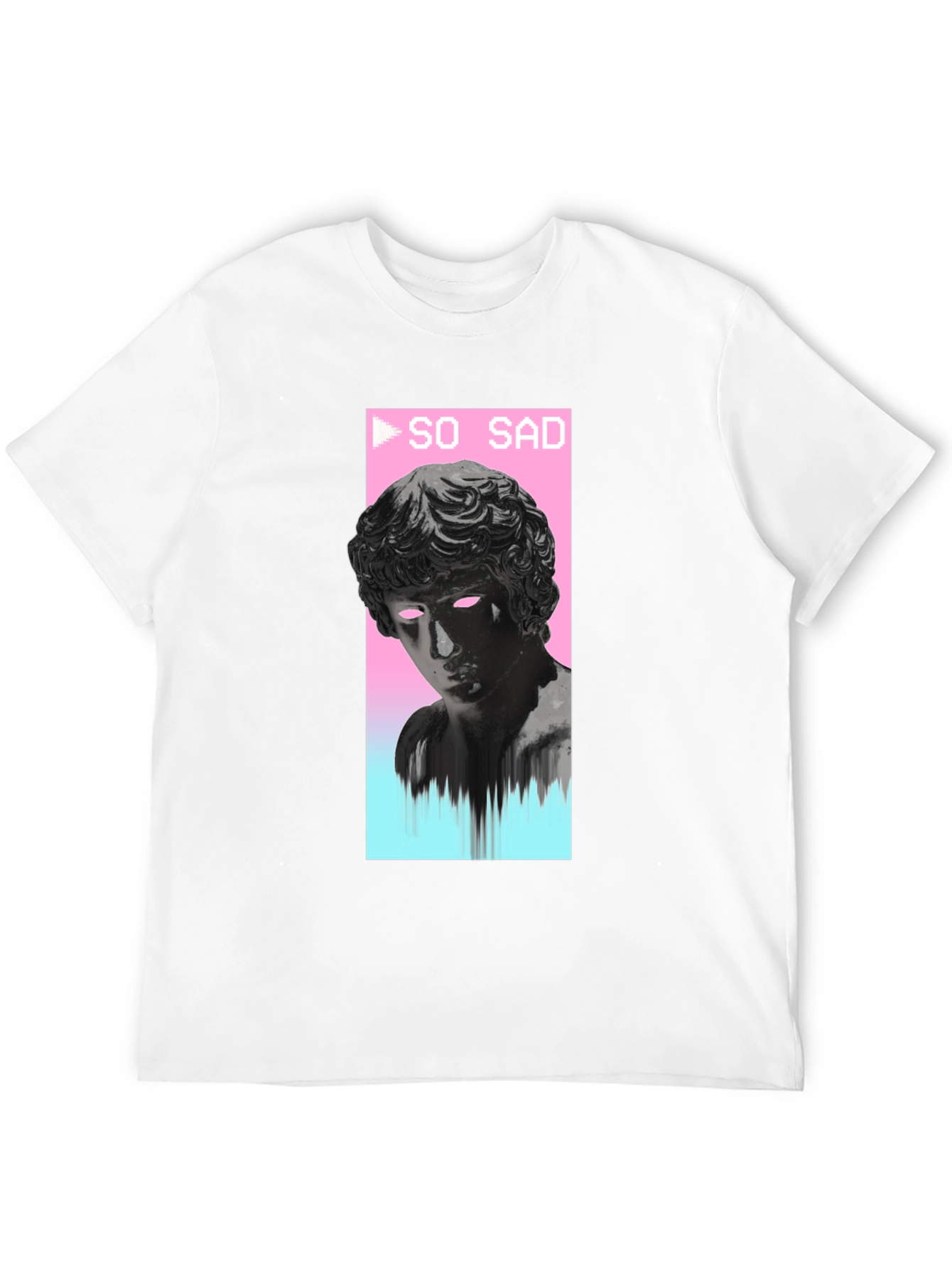 Black So Sad Vaporwave Aesthetic Black T-Shirt view 12