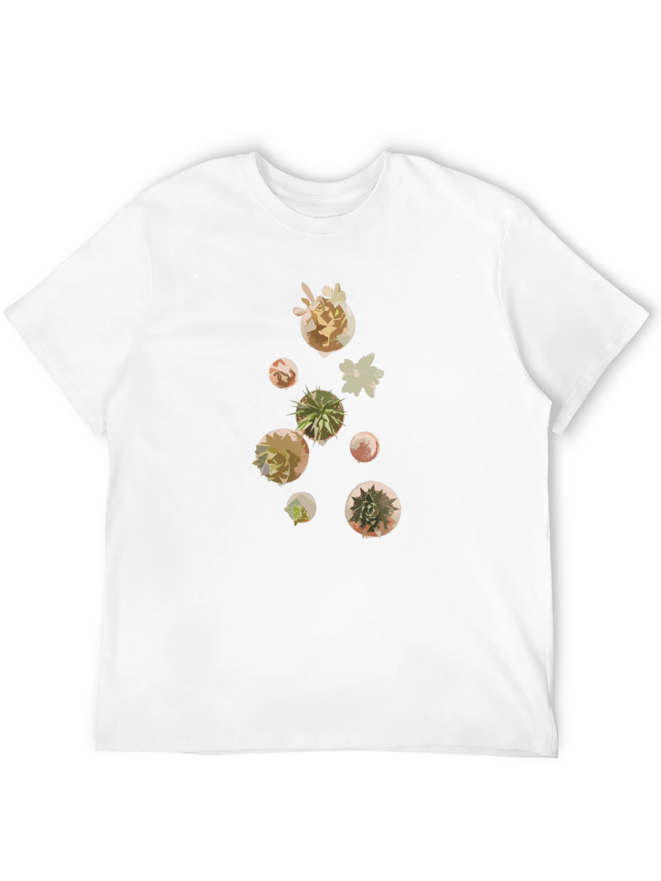 Black Modern Succulent Print Black T-Shirt view 12