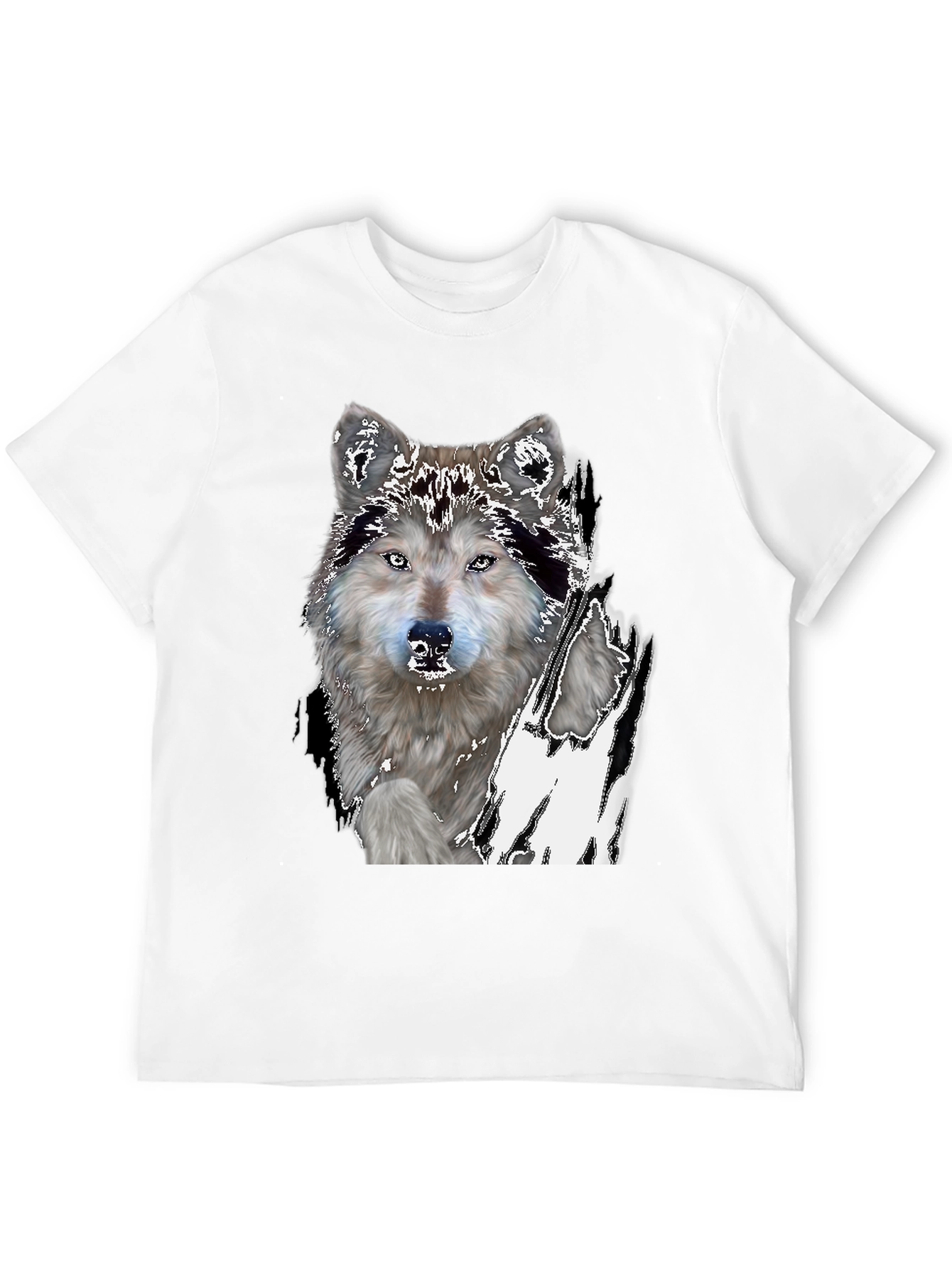 Black Wolf Graphic Print Black T-Shirt view 12