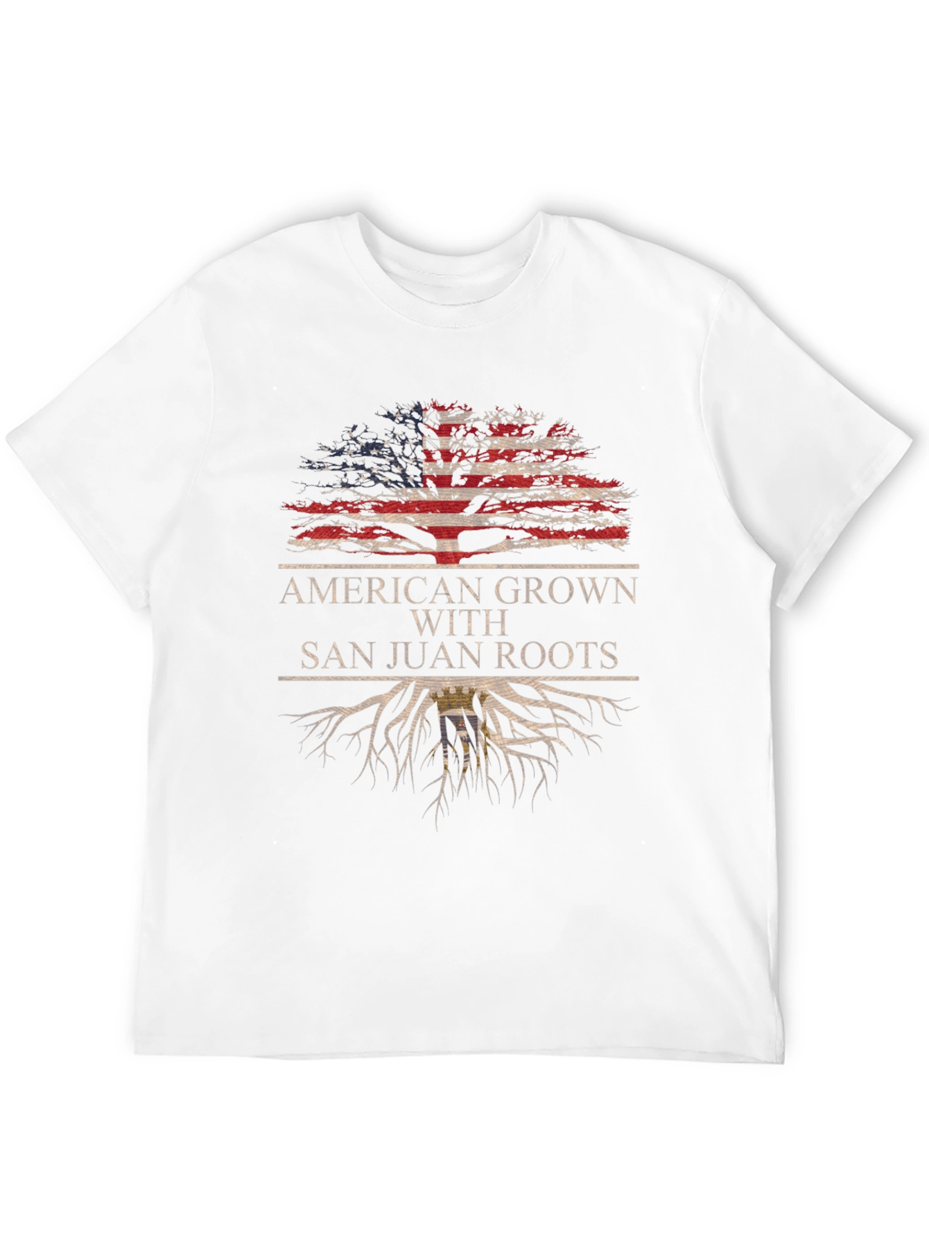 Black American Grown with San Juan Roots Graphic T-Shirt view 12