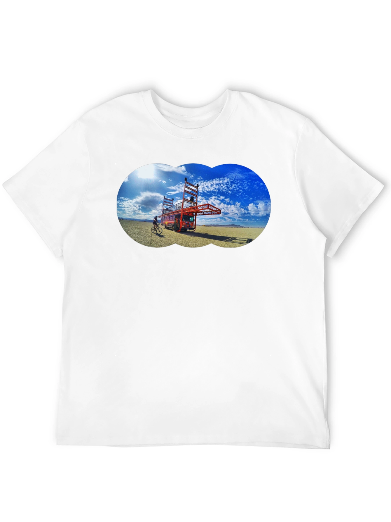 Black Novelty Black T-Shirt with Artistic Desert Scene view 12