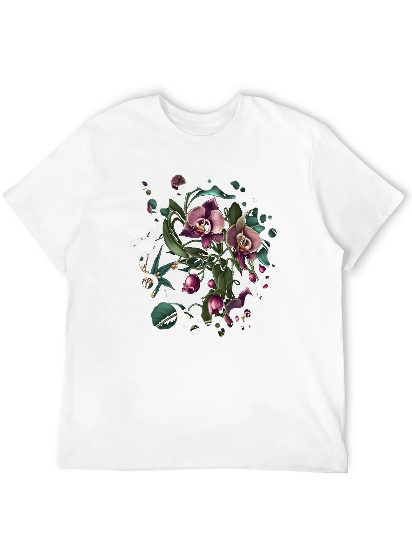 Black Floral Orchid Graphic T-Shirt view 12