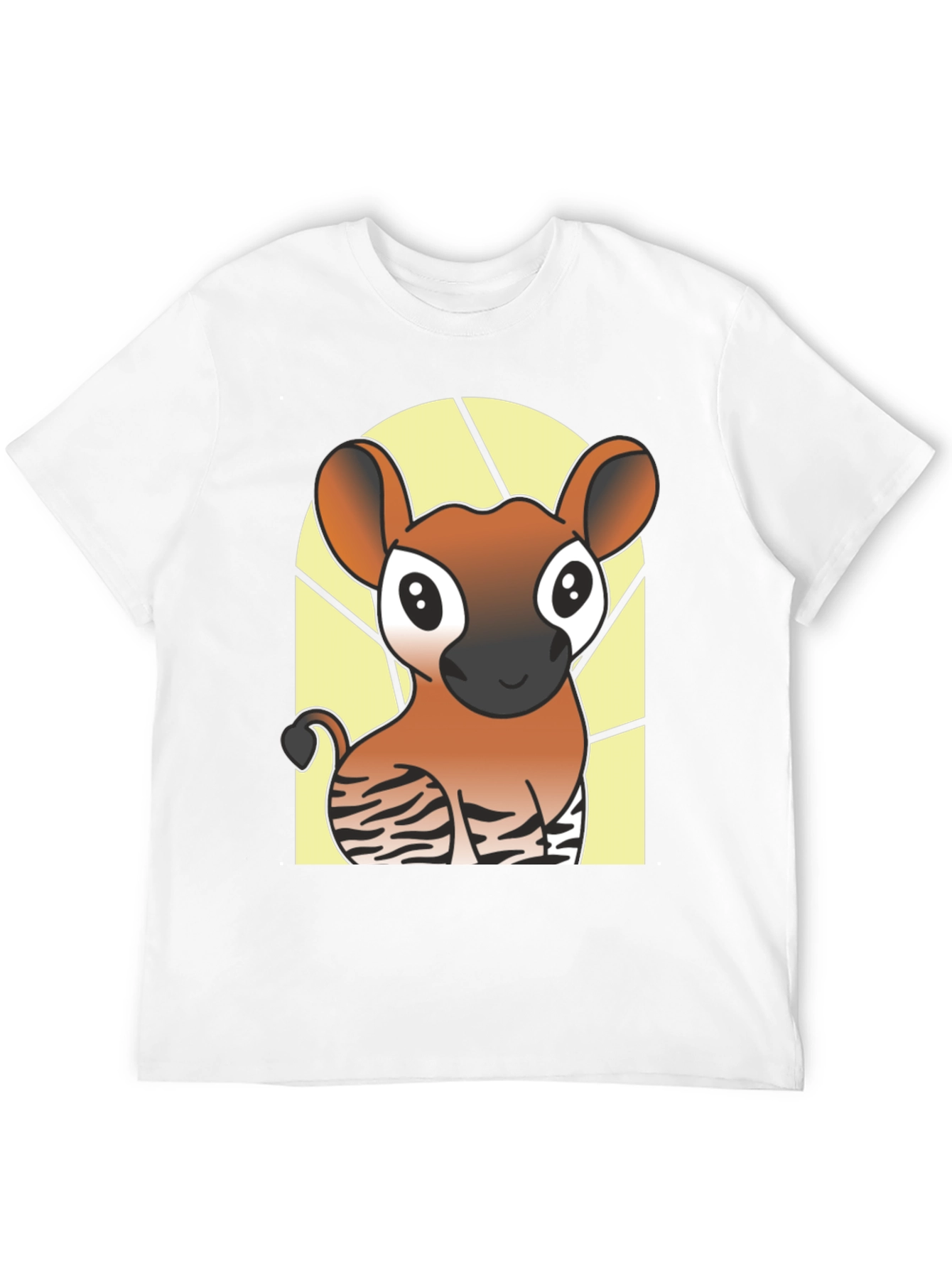 Black Cute Okapi Cartoon Black T-Shirt view 12