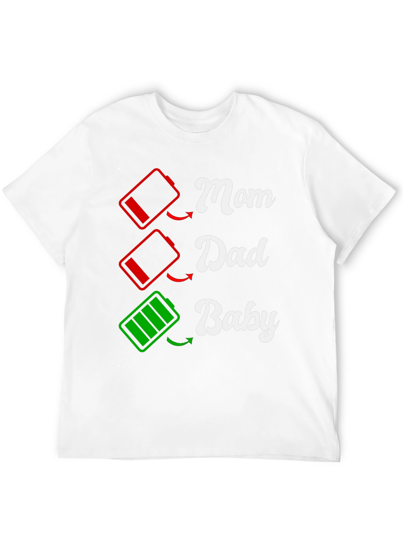 Black Funny Family Matching T-Shirt: Low Battery Mom Dad Baby  view 12