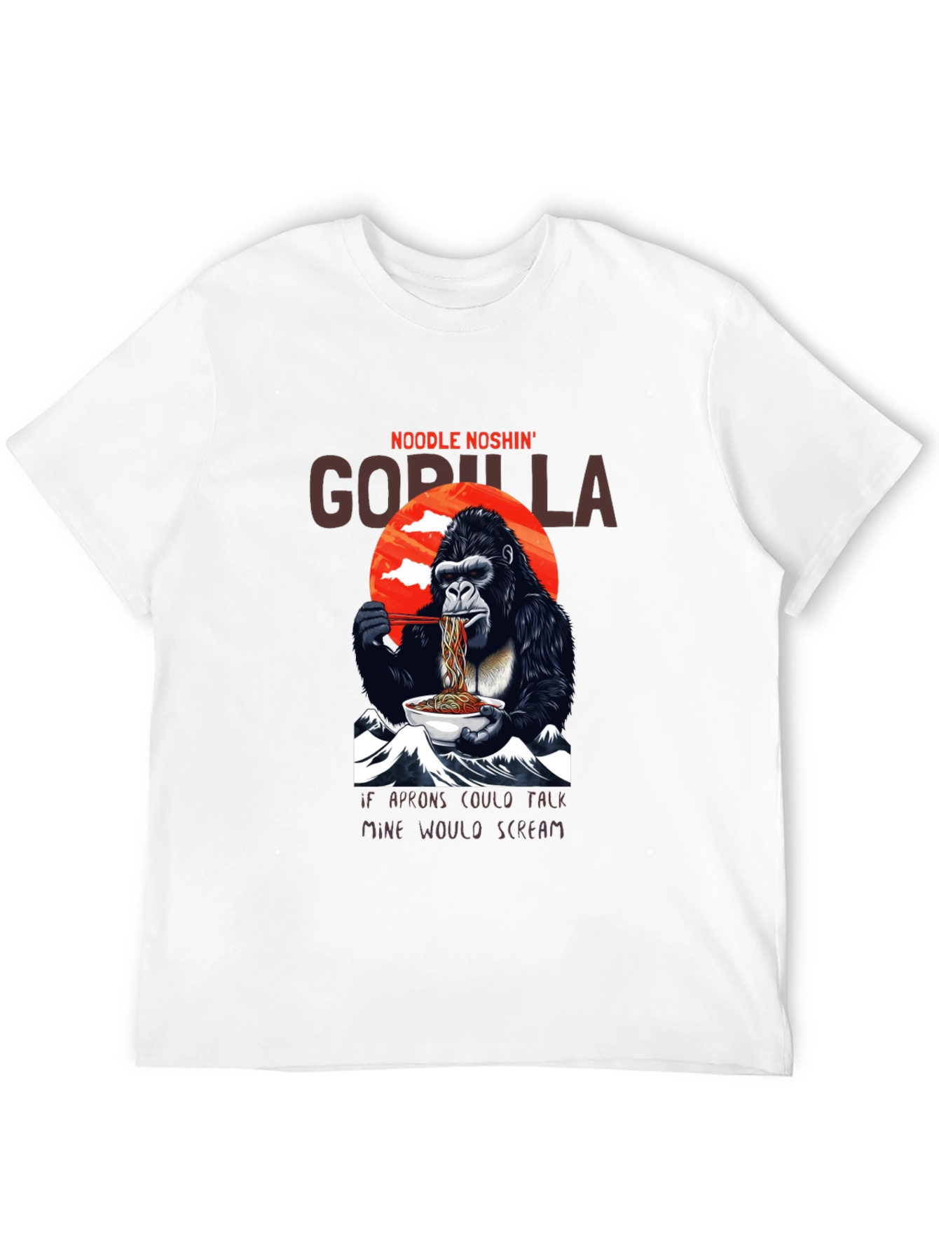 Black Noodle Noshing Gorilla T-Shirt view 12