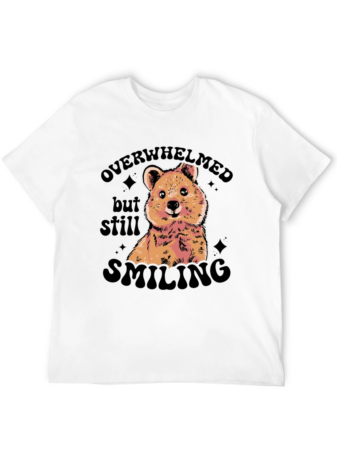 Black Overwhelmed But Still Smiling Graphic Tee view 12