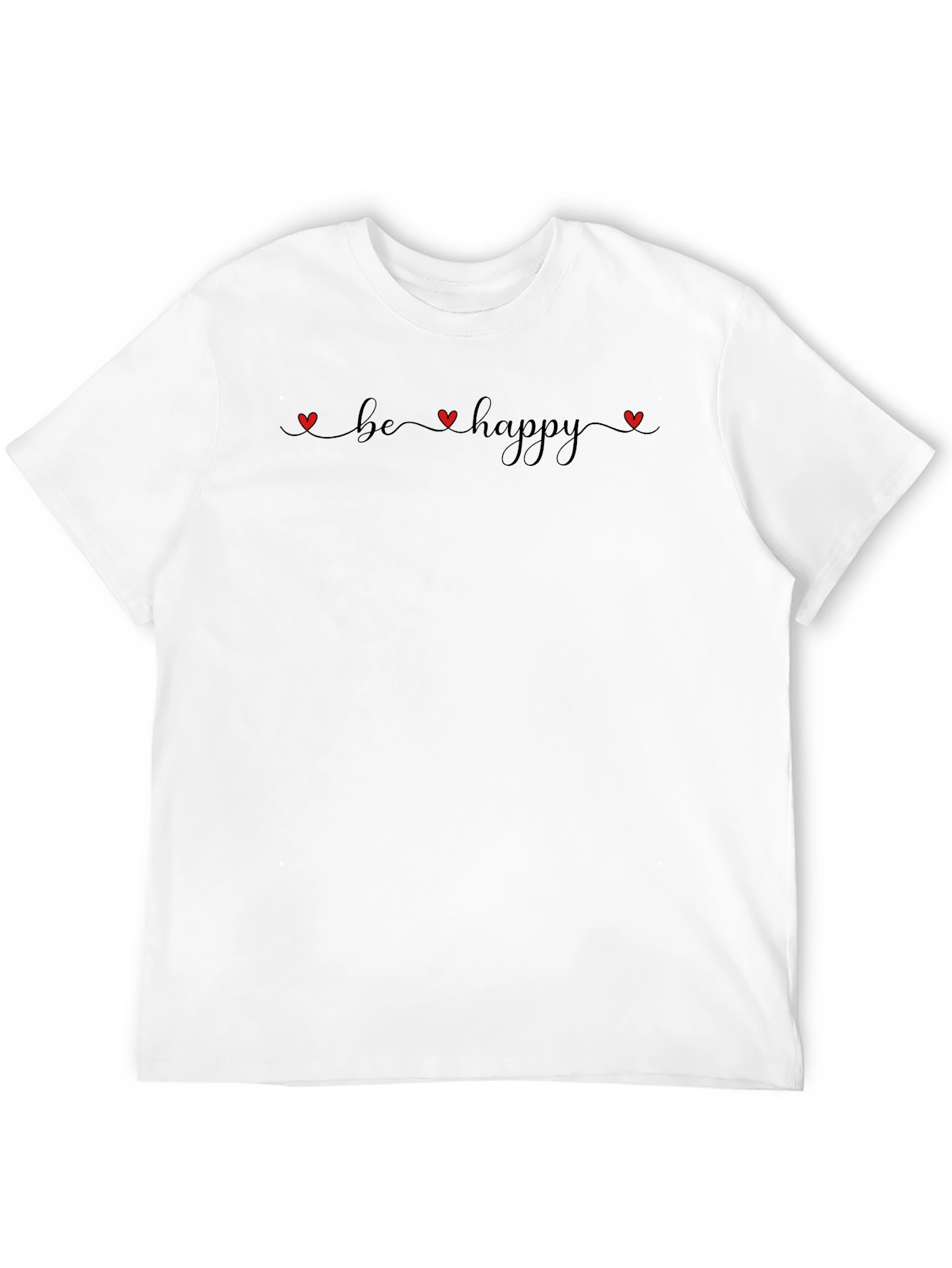 Black Be Happy T-Shirt - Heart Graphic Tee view 12