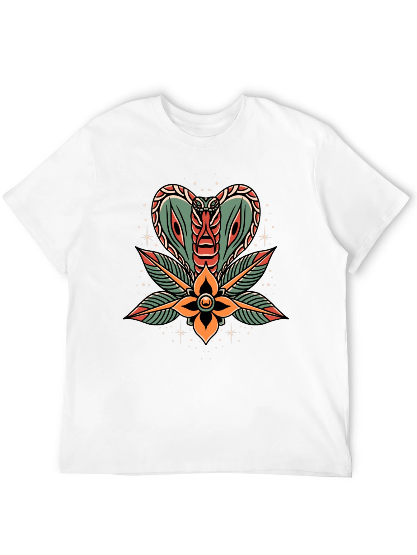 Black Cobra Flower Tattoo Graphic T-Shirt view 12