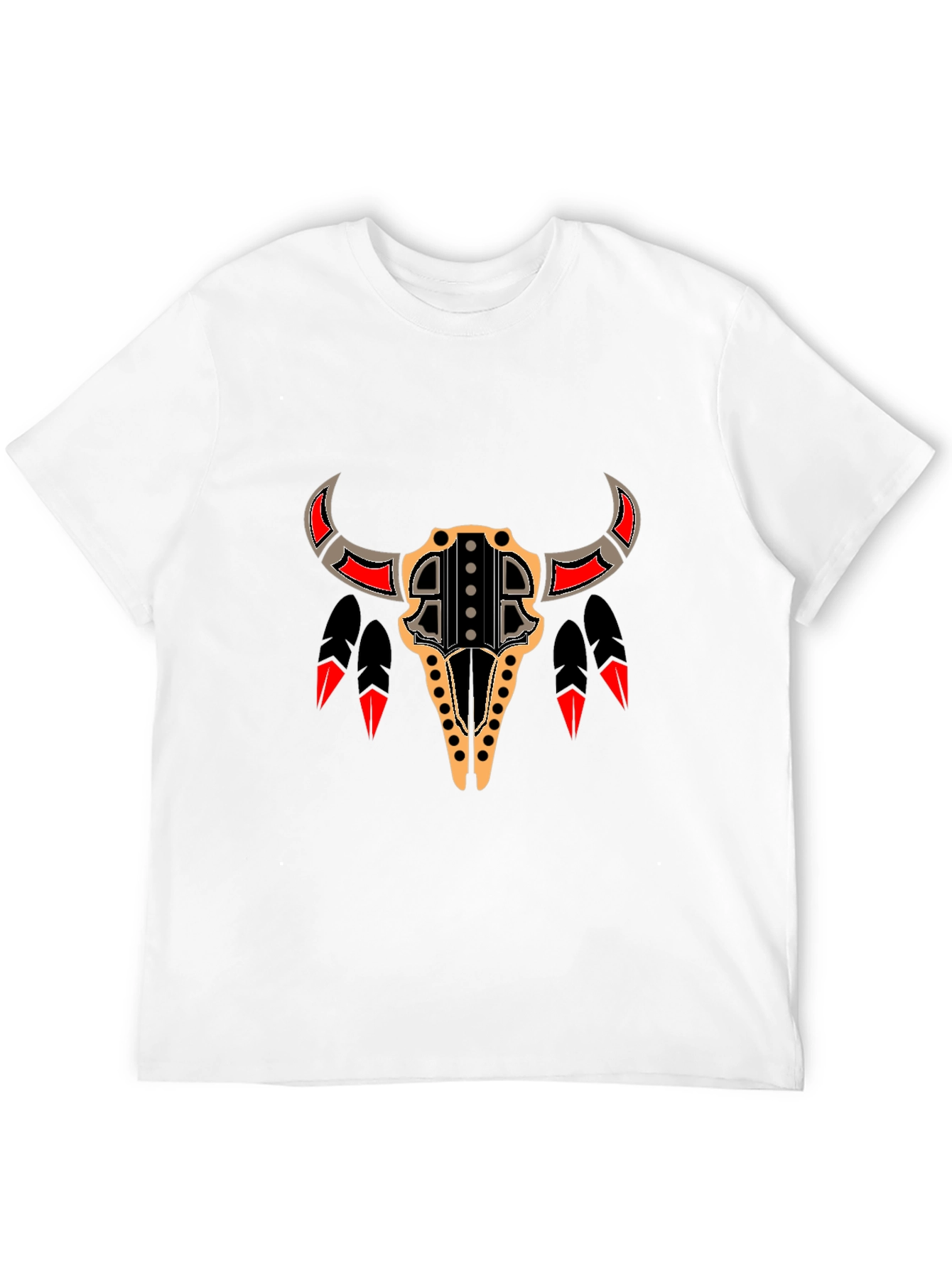 Black Tribal Bull Skull Graphic Tee - Black view 12