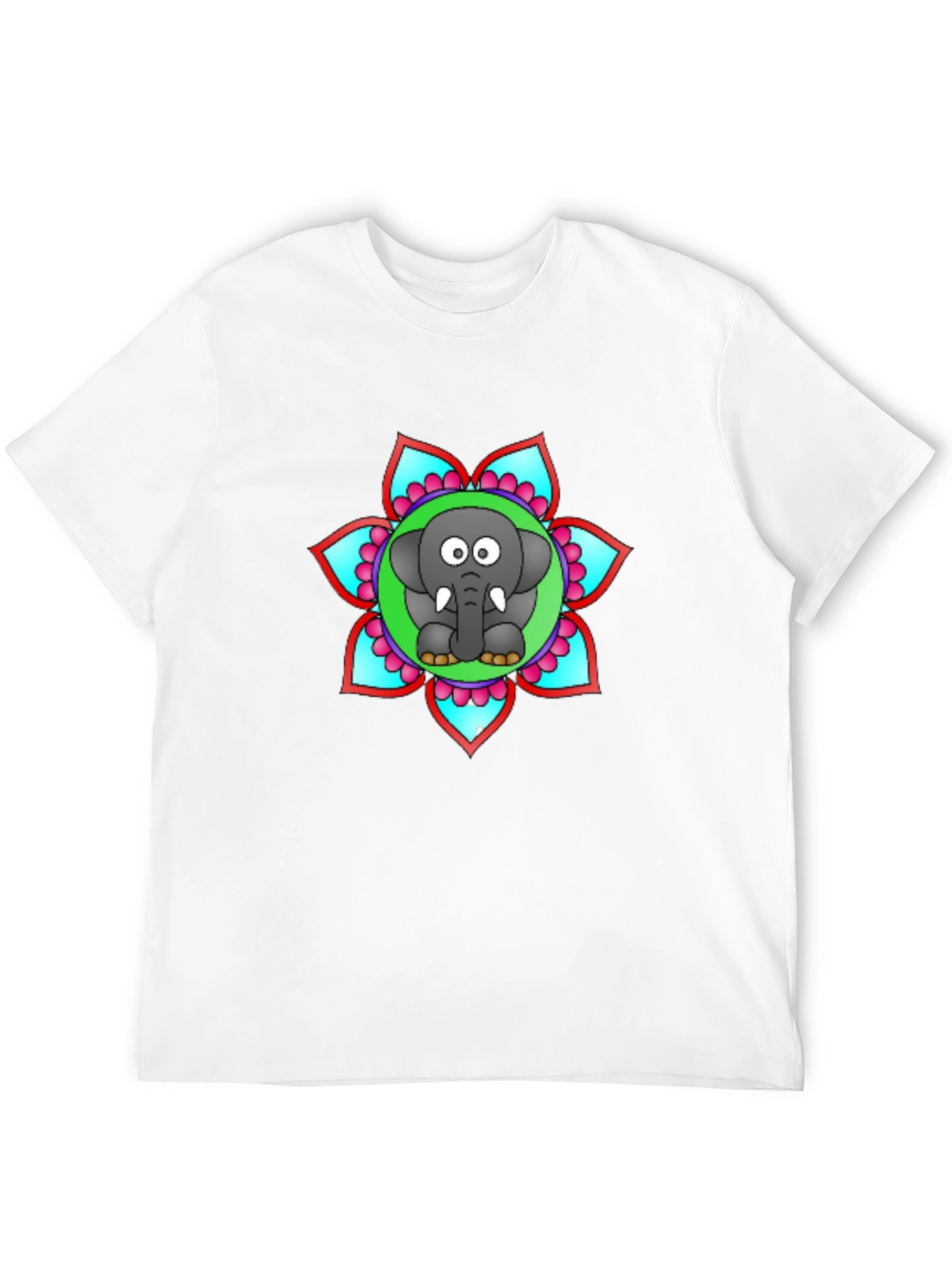 Black Cartoon Elephant Mandala Graphic Black T-Shirt view 12