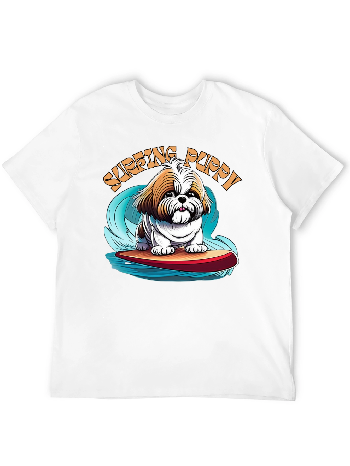 Black Surfing Puppy T-Shirt - Cute Dog Design view 12