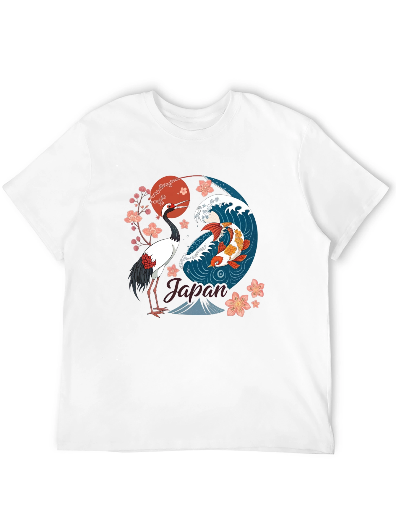 Black Japanese Koi and Crane Graphic T-Shirt view 12