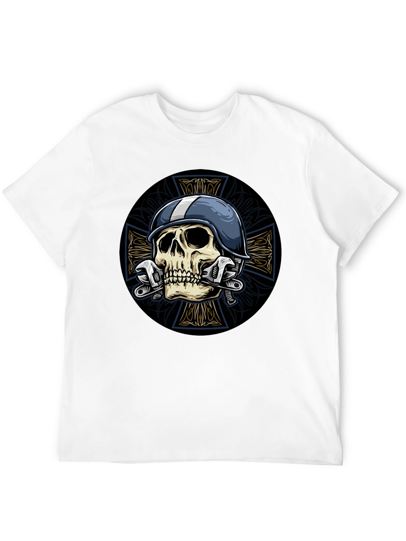 Black Skull & Wrench Graphic Tee view 12
