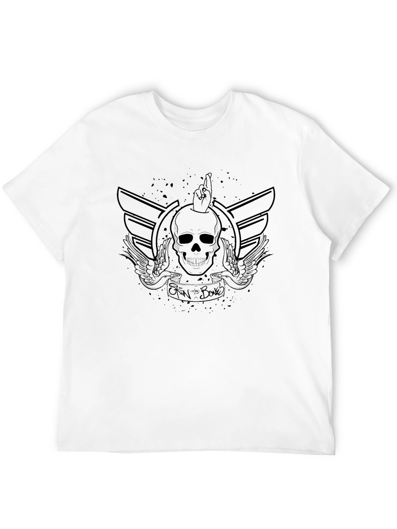 Black Edgy Skull Graphic Black T-Shirt view 12