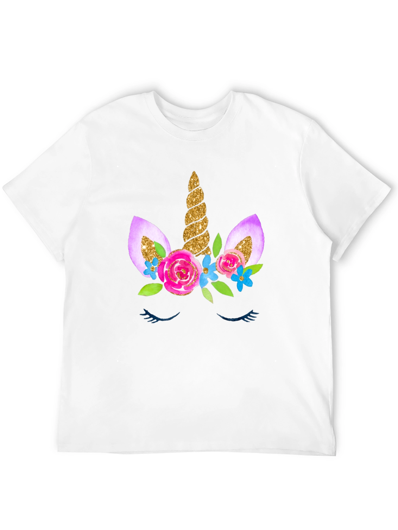 Black Unicorn Floral T-Shirt - Black Cotton Tee view 12