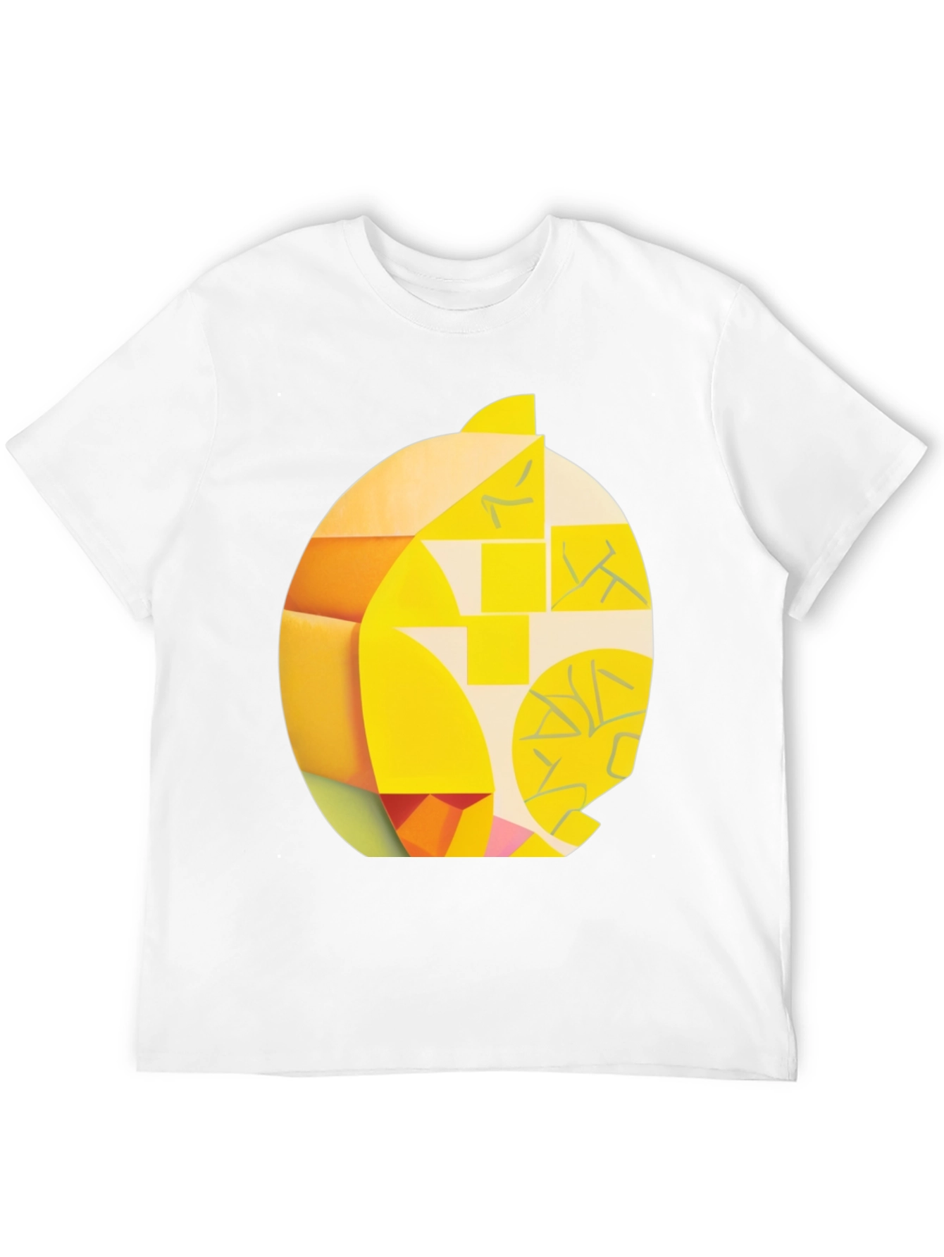 Black Abstract Geometric Lemon Graphic Tee - Modern Art Shirt view 12