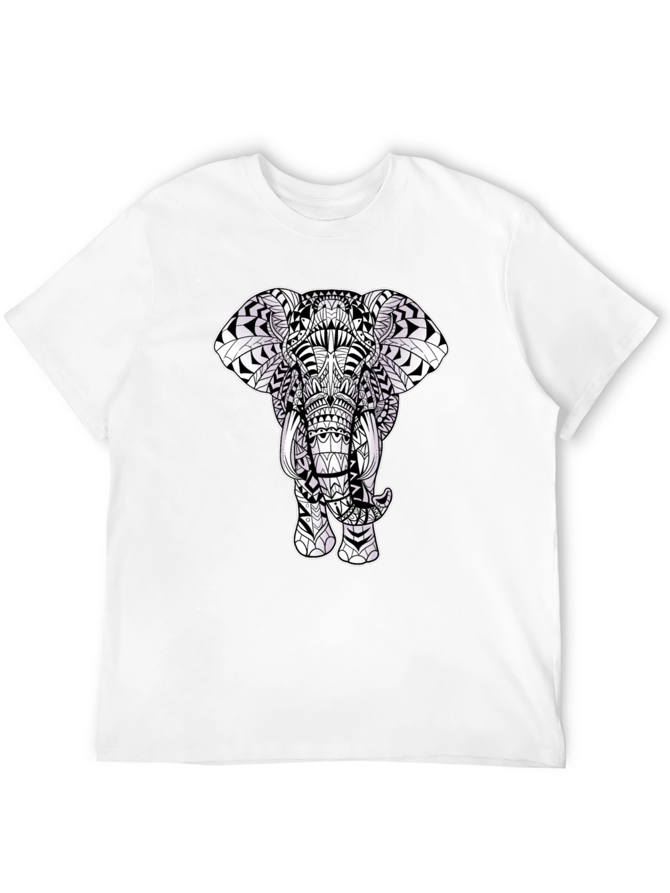 Black Elephant Mandala Print Black T-Shirt view 12