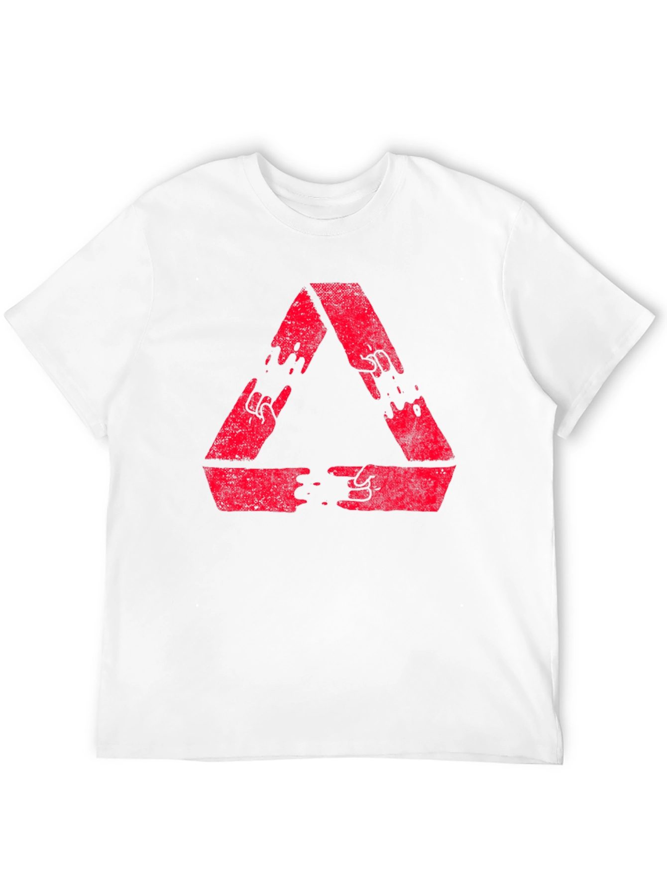 Black Red Triangle Hand Gesture Graphic Black T-Shirt view 12