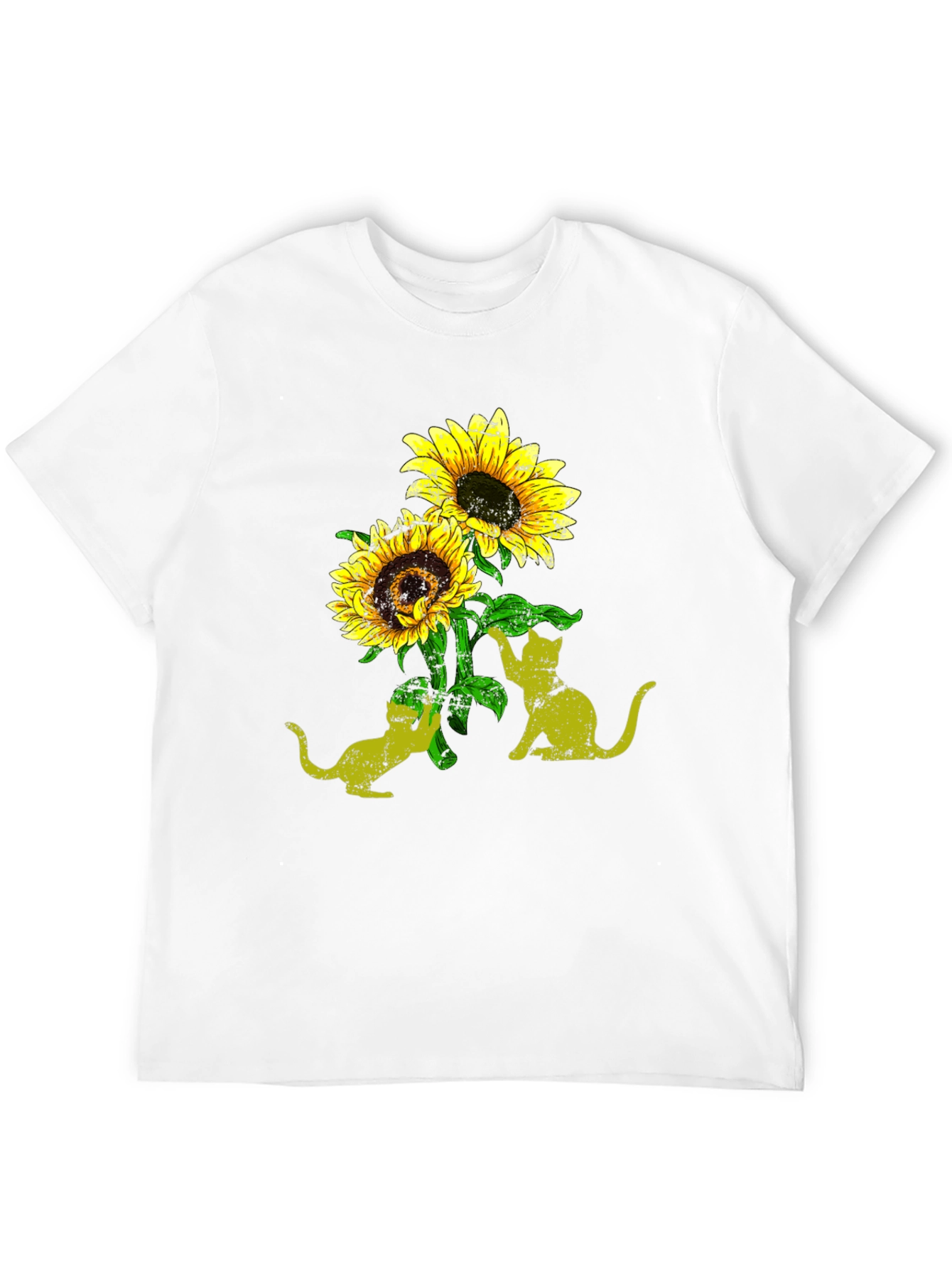 Black Sunflower Cats Black T-Shirt view 12