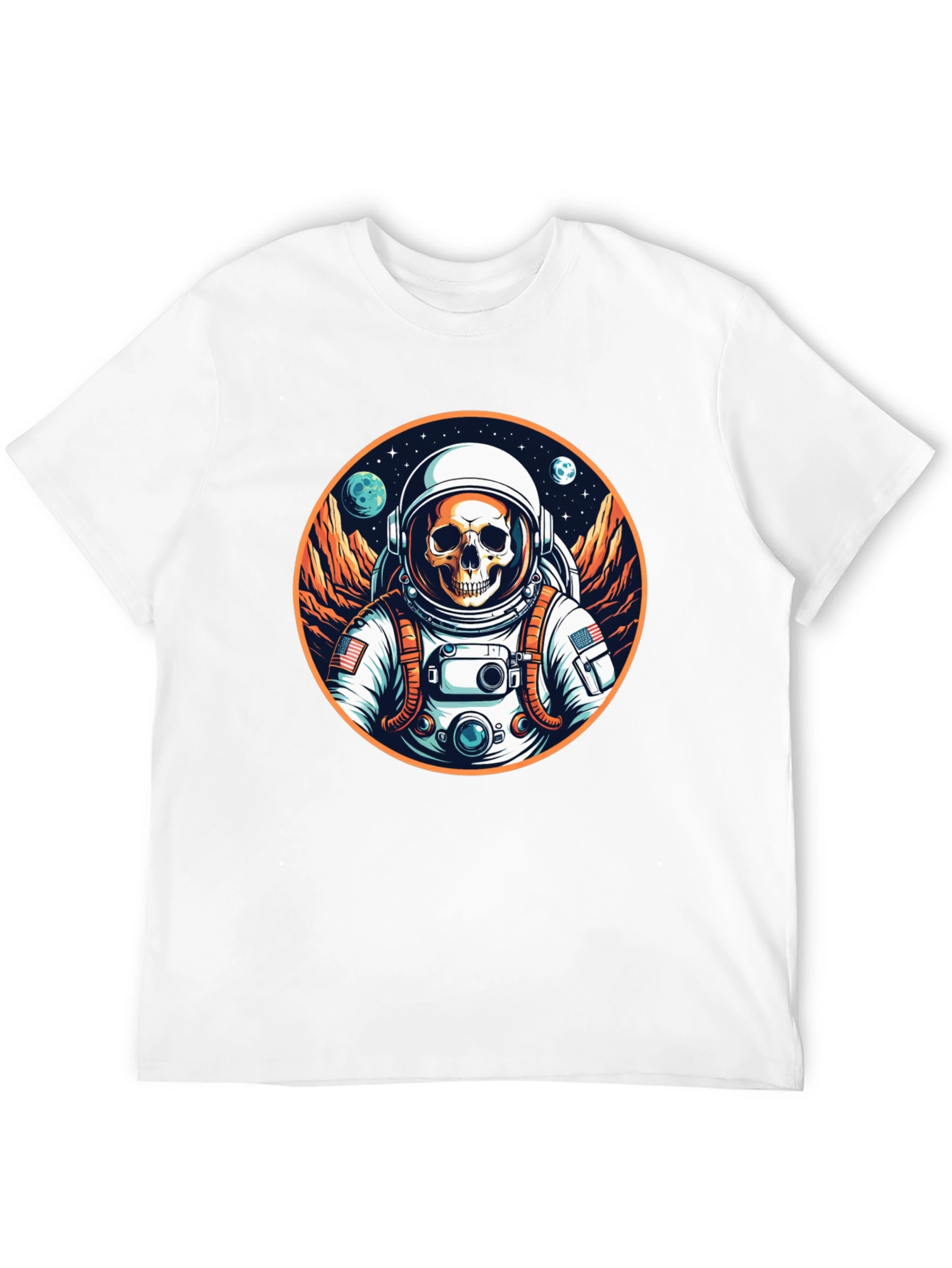 Black Skull Astronaut Graphic Tee - Outer Space Fashion view 12