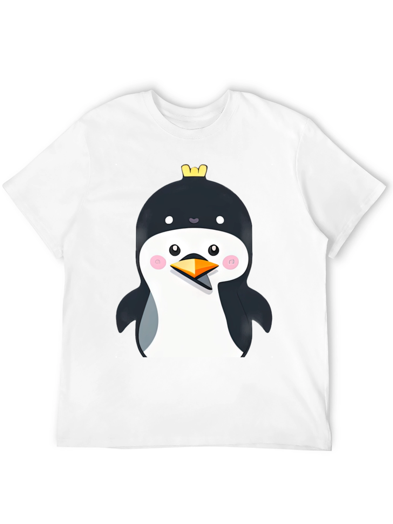 Black Penguin with Crown Black T-Shirt - Cute Cartoon Style view 12
