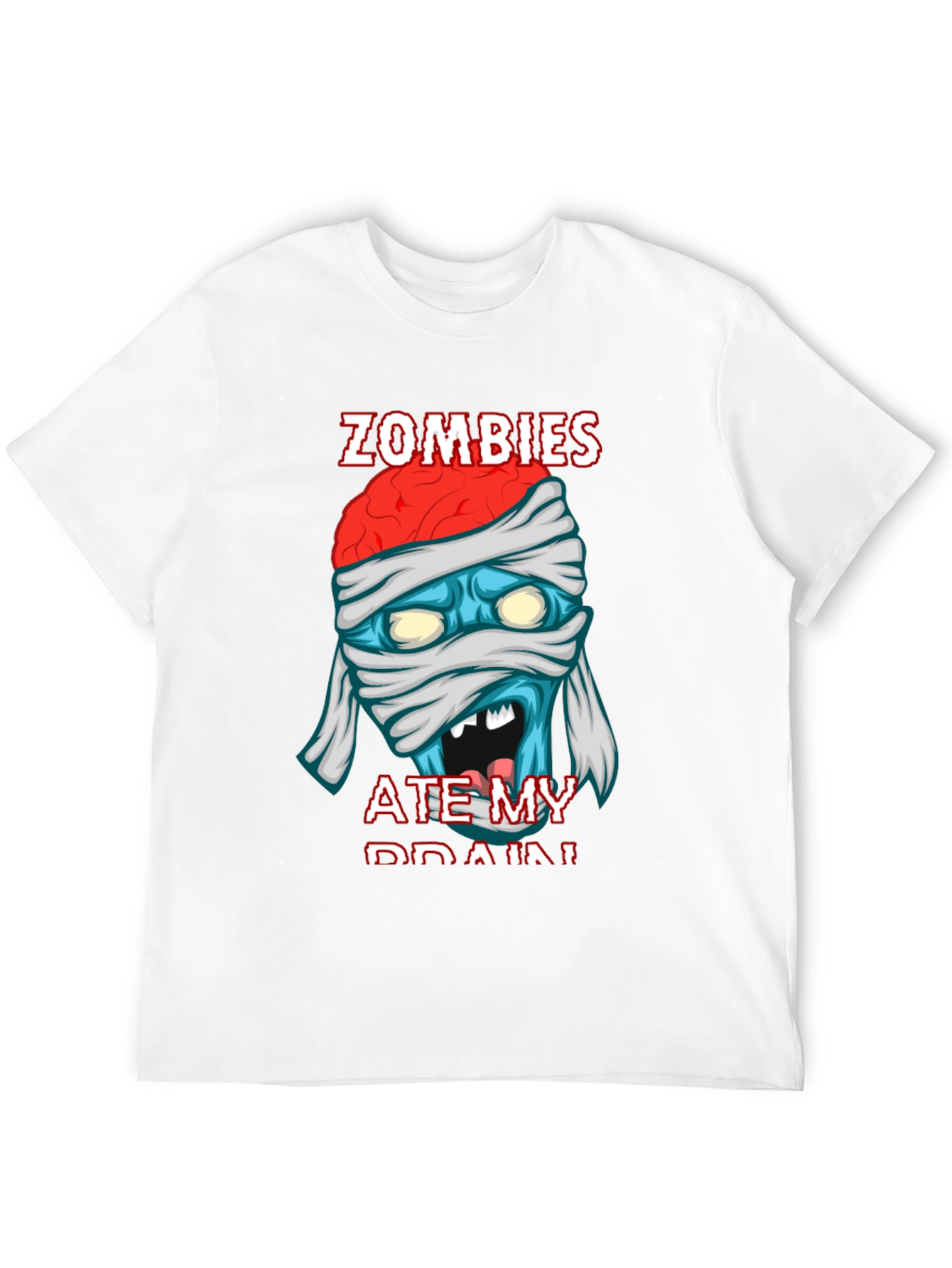 Black Zombies Ate My Brain Funny Graphic T-Shirt view 12