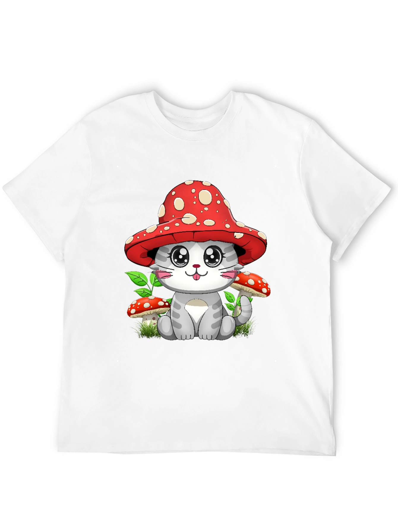 Black Mushroom Cat Graphic Tee - Whimsical Design view 12