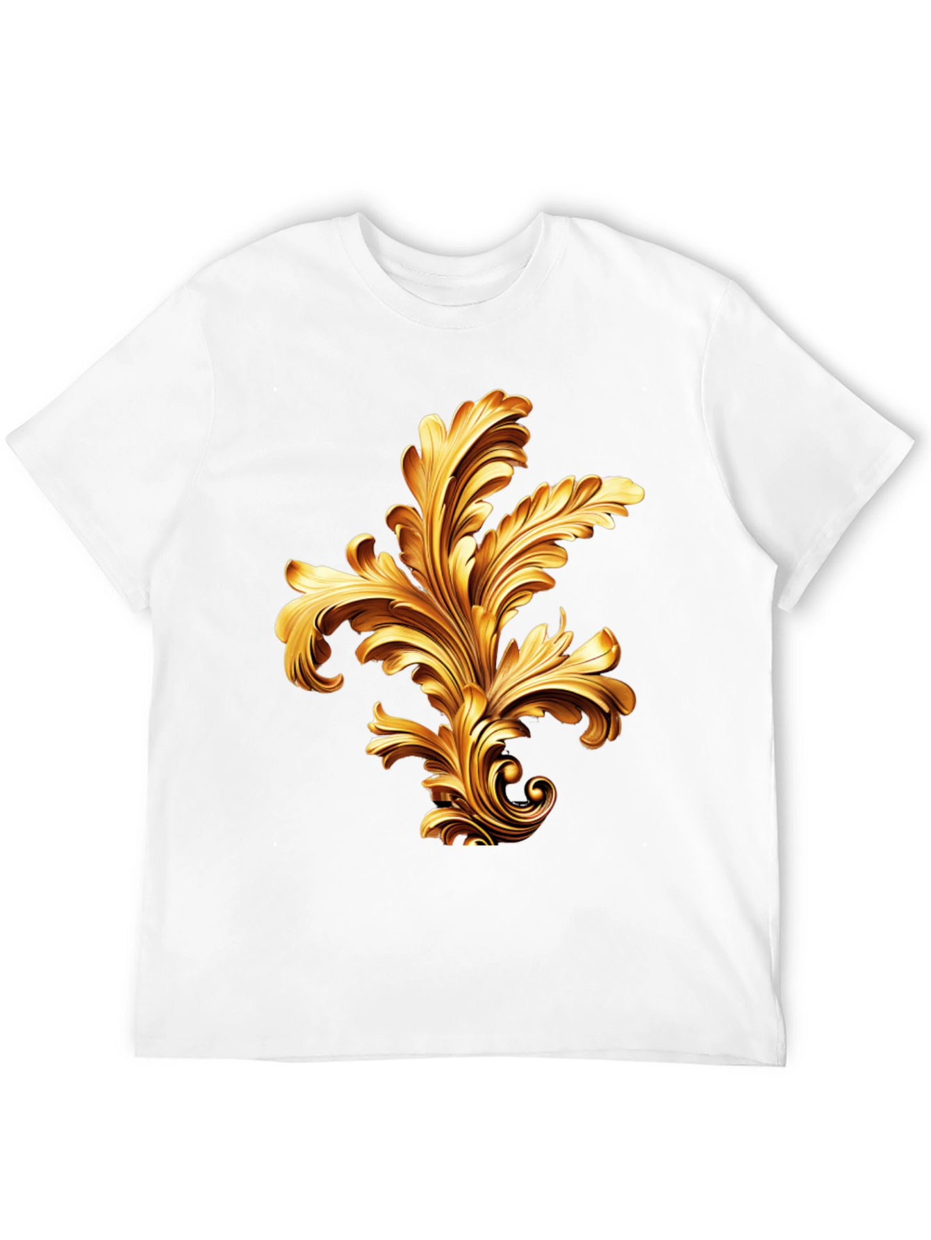 Black Elegant Black T-Shirt with Golden Baroque Design view 12