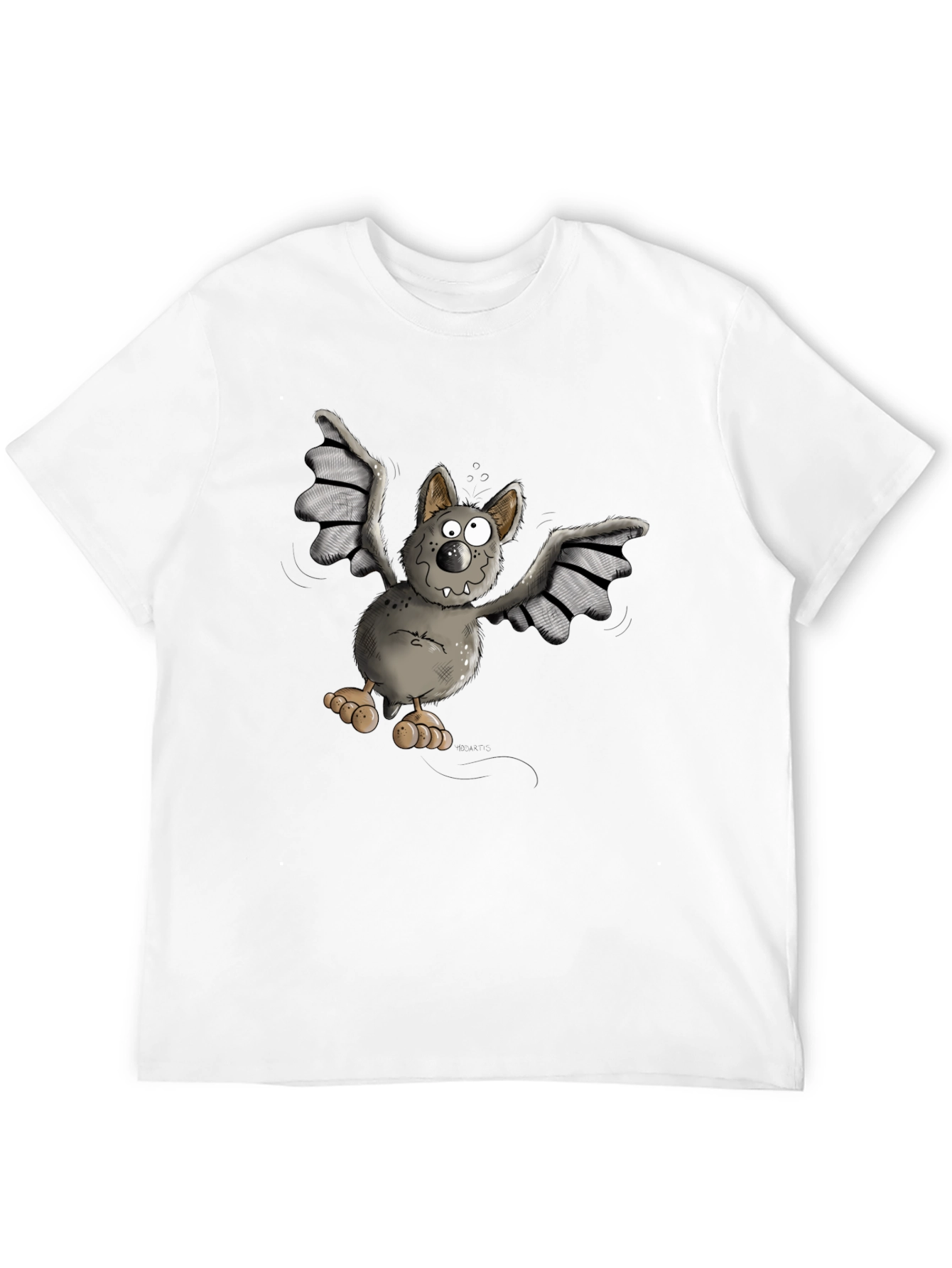 Black Funny Bat Cartoon Graphic T-Shirt view 12