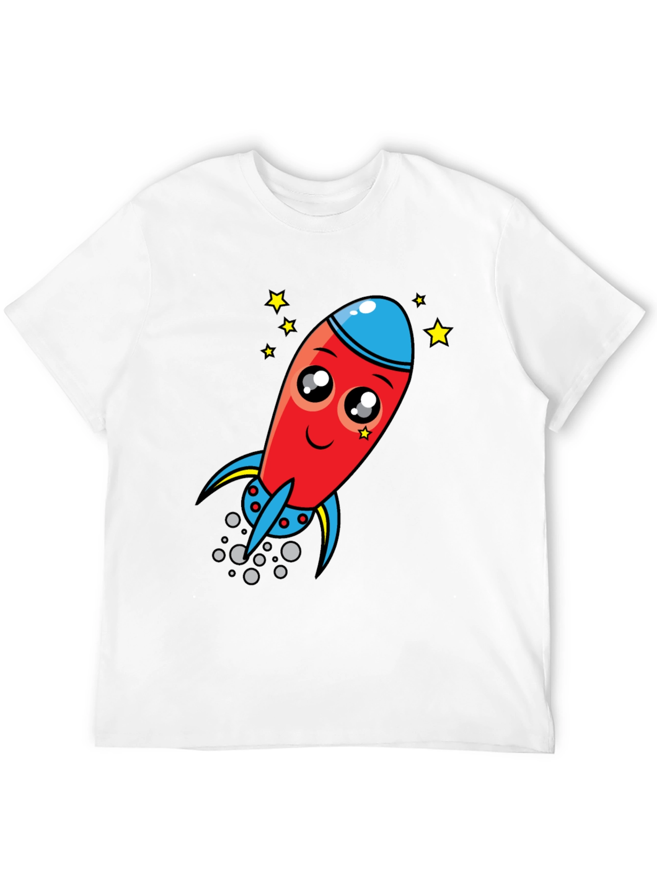 Black Cartoon Rocket Graphic Tee - Black Cotton T-Shirt view 12