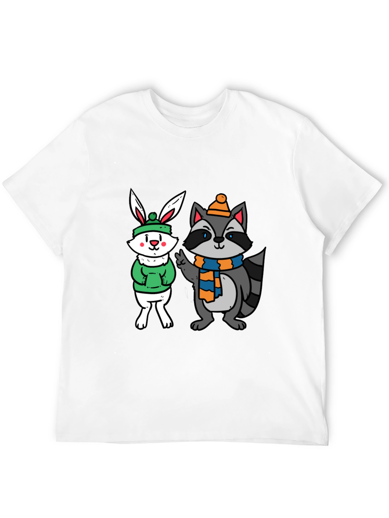 Black Cute Cartoon Animals Graphic Black T-Shirt view 12