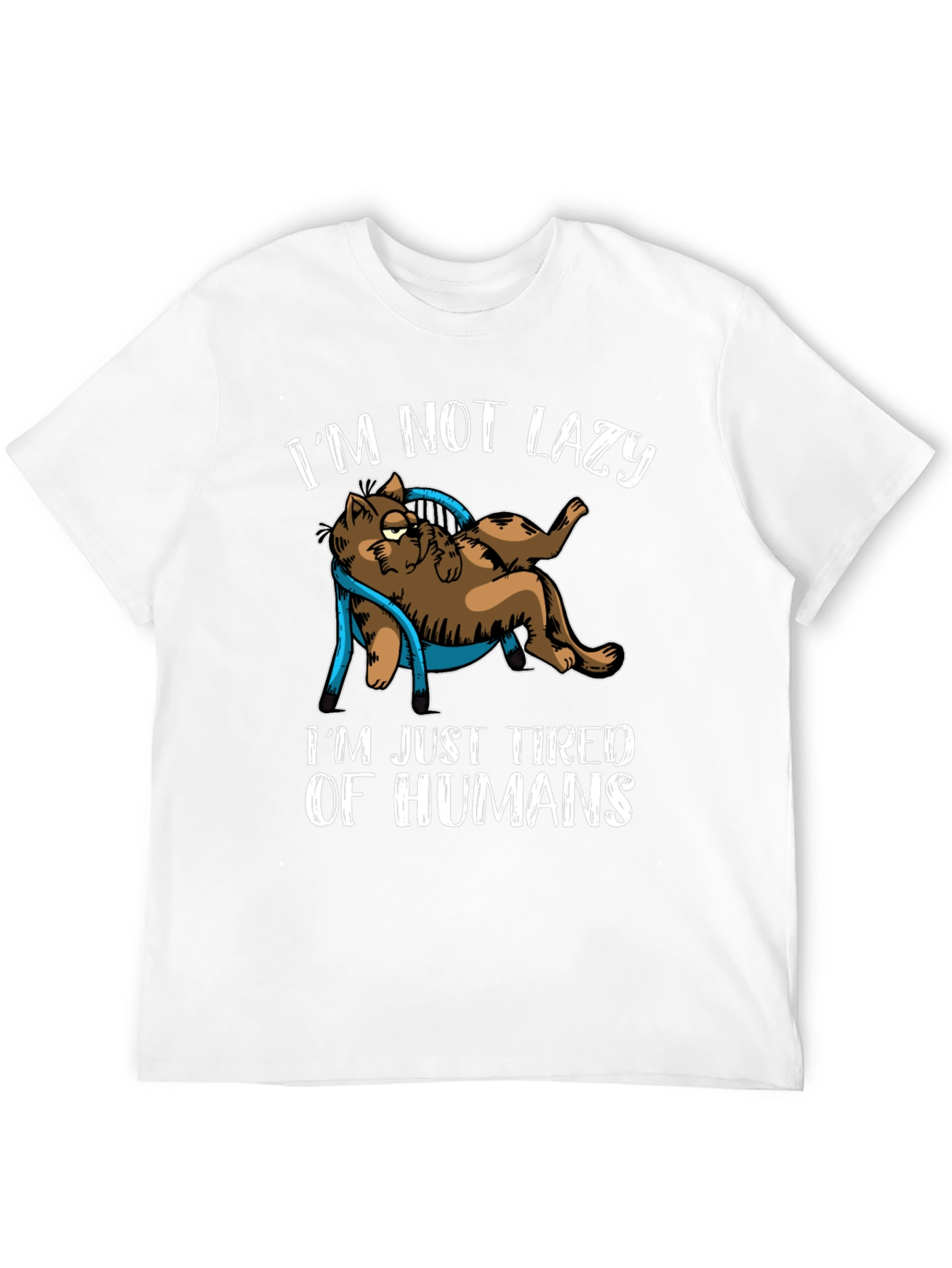 Black I'm Not Lazy Tired of Humans Cat Graphic T-Shirt view 12