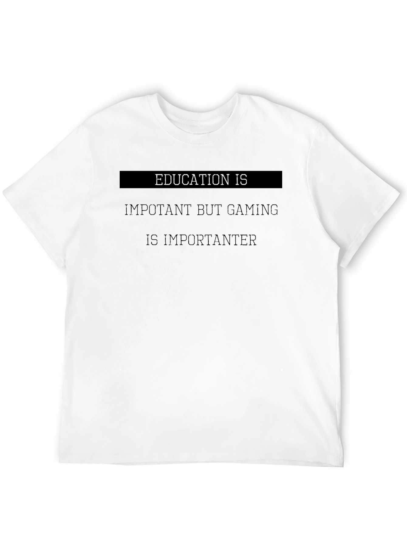 Black Education vs. Gaming Slogan T-Shirt view 12