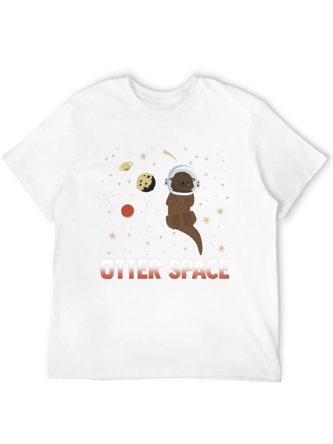 Black Otter Space T-Shirt - Cute Astronaut Otter Design view 12