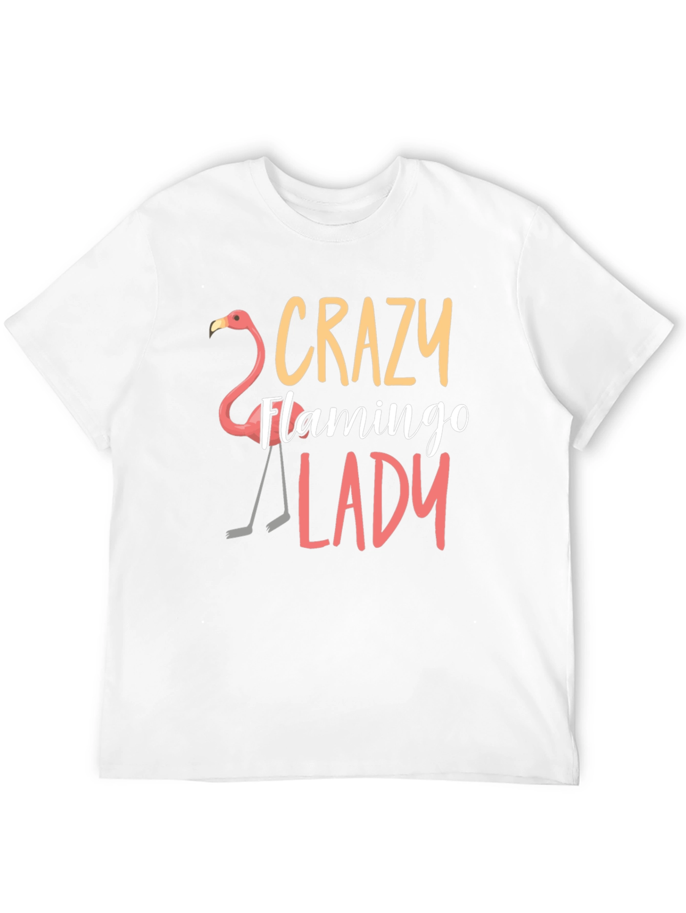 Black Crazy Flamingo Lady T-Shirt - Novelty Tee view 12