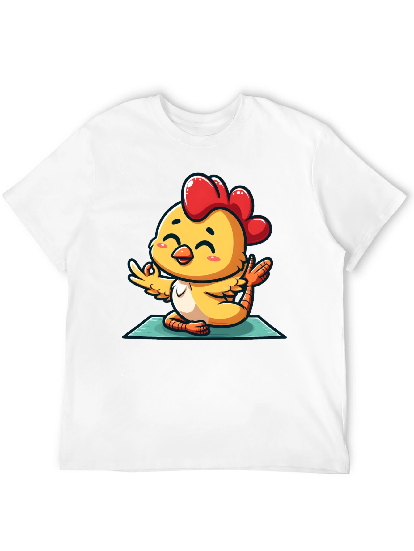 Black Yoga Chicken T-Shirt - Relaxed Fit Cotton Tee view 12