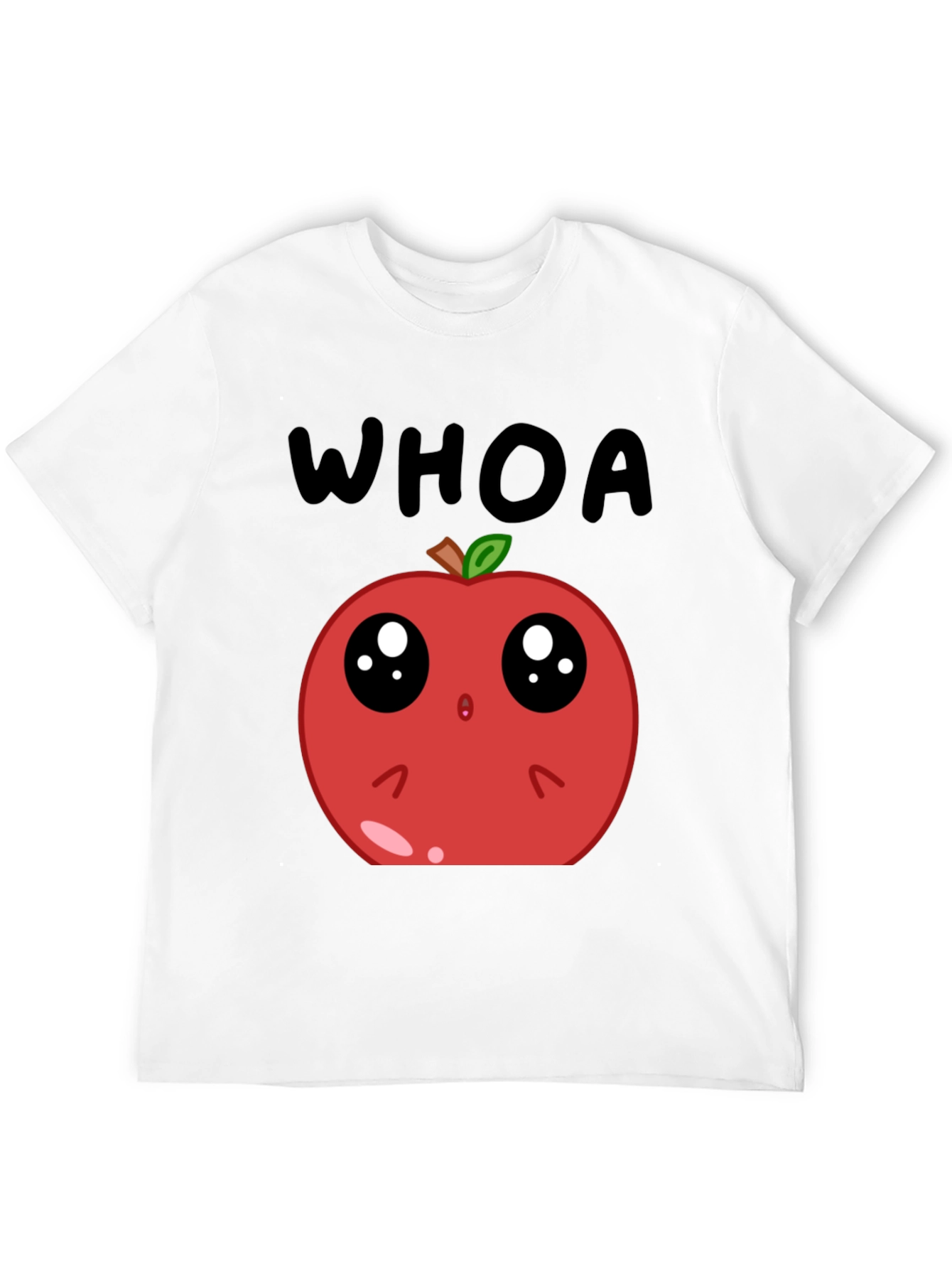 Black Funny Apple Cartoon T-Shirt - Whoa Cute Fruit Tee view 12