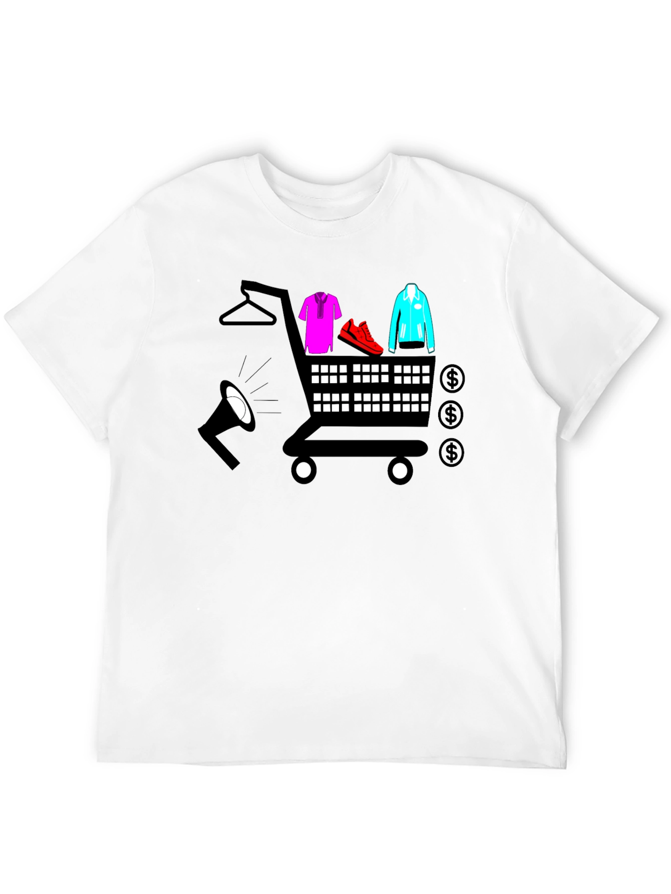 Black Shopping Cart T-Shirt - Black Novelty Tee view 12