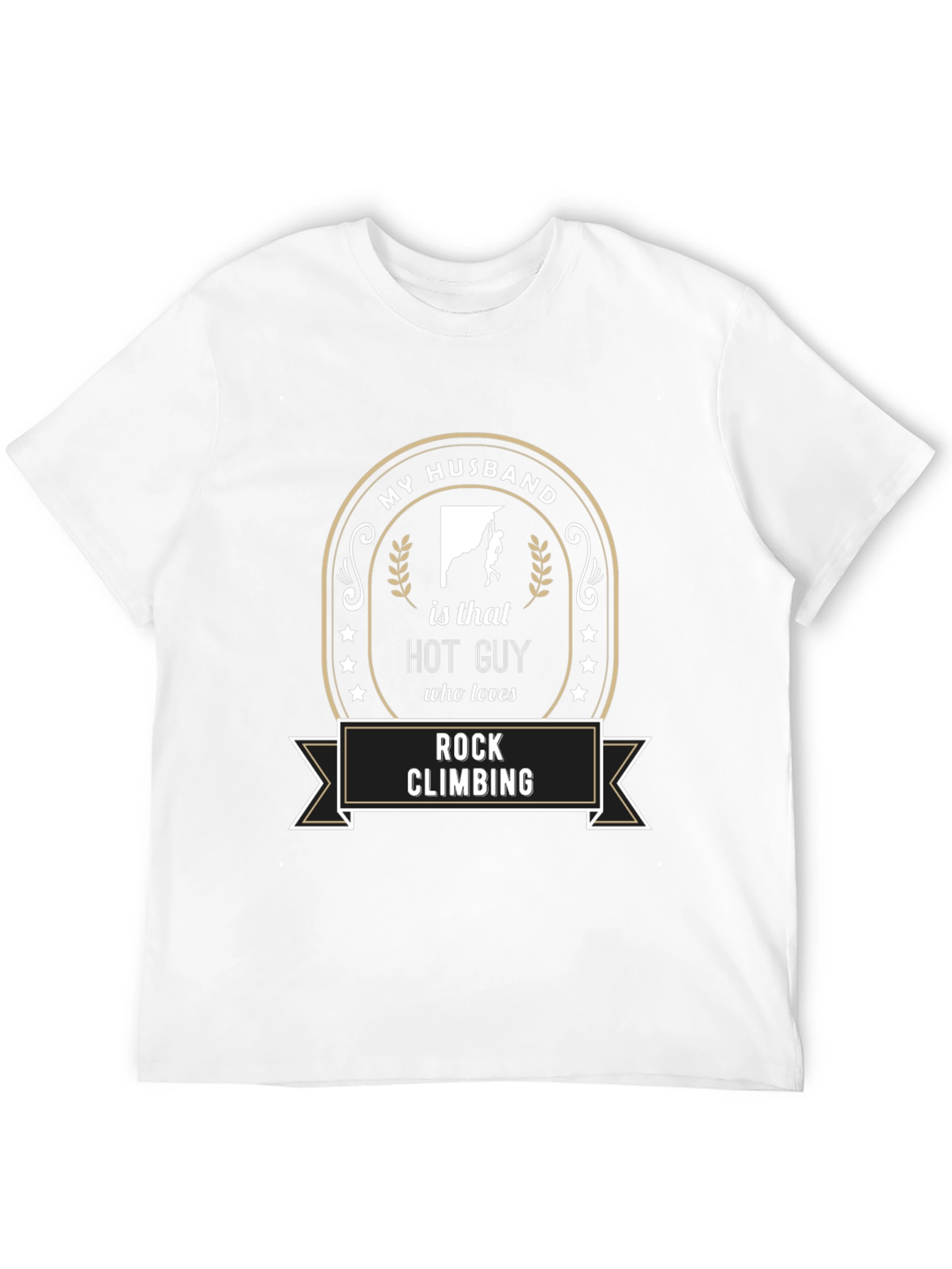 Black My Husband Rock Climbing T-Shirt - Novelty Graphic Tee view 12