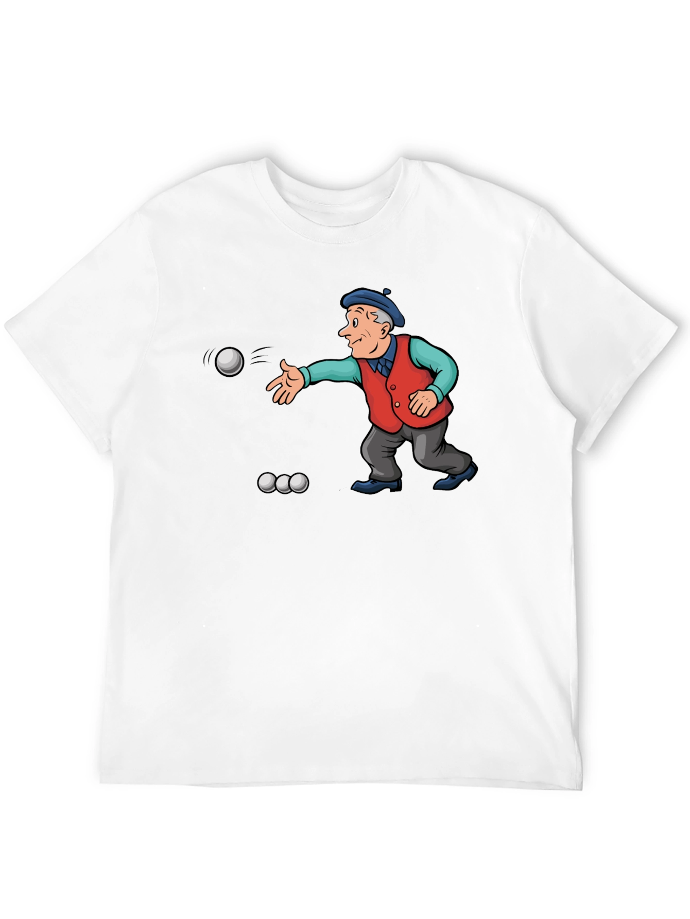Black Cartoon Bocce Ball Player Black T-Shirt view 12