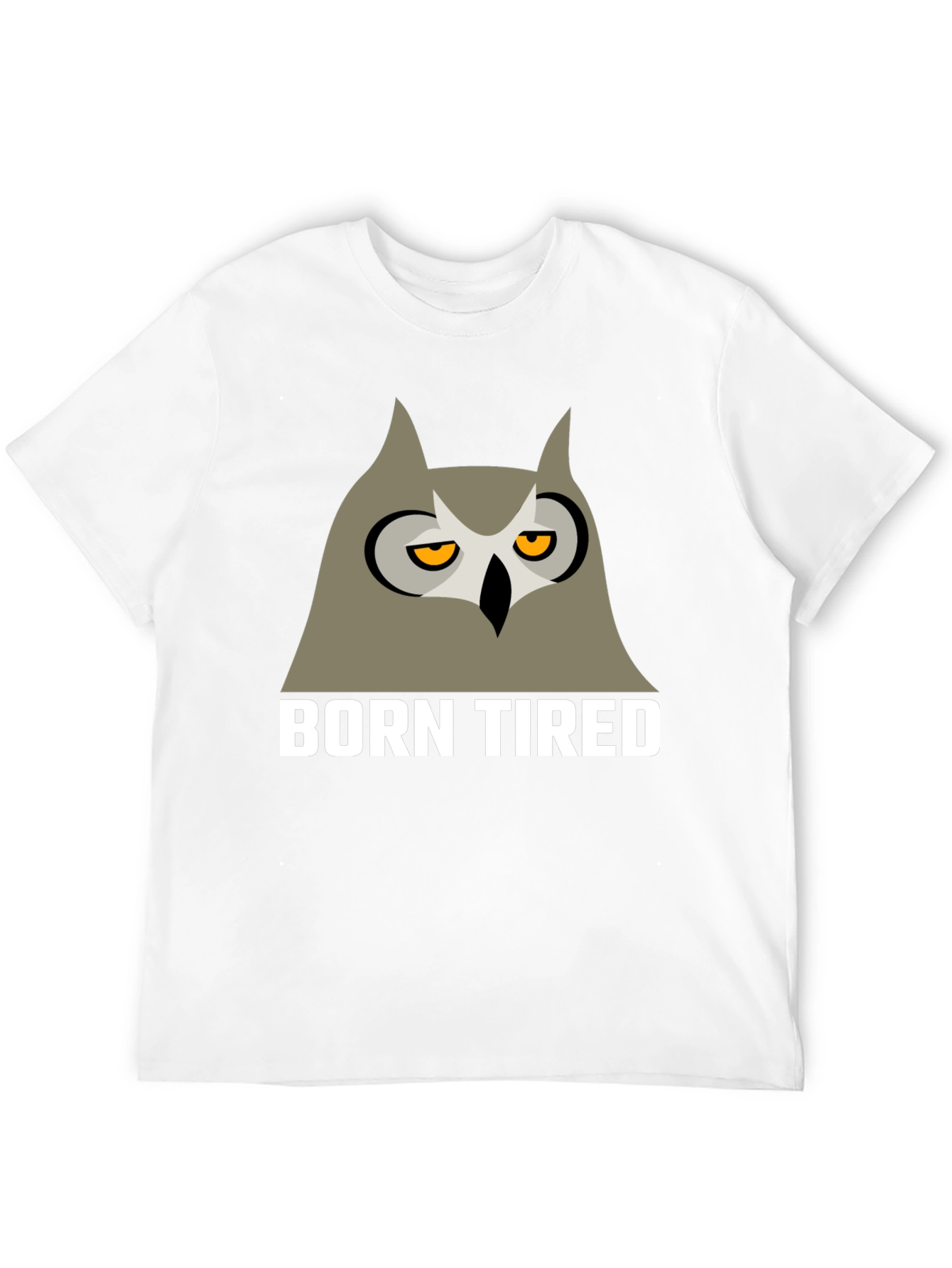Black Born Tired Owl Graphic T-Shirt -  Black Crew Neck Tee view 12