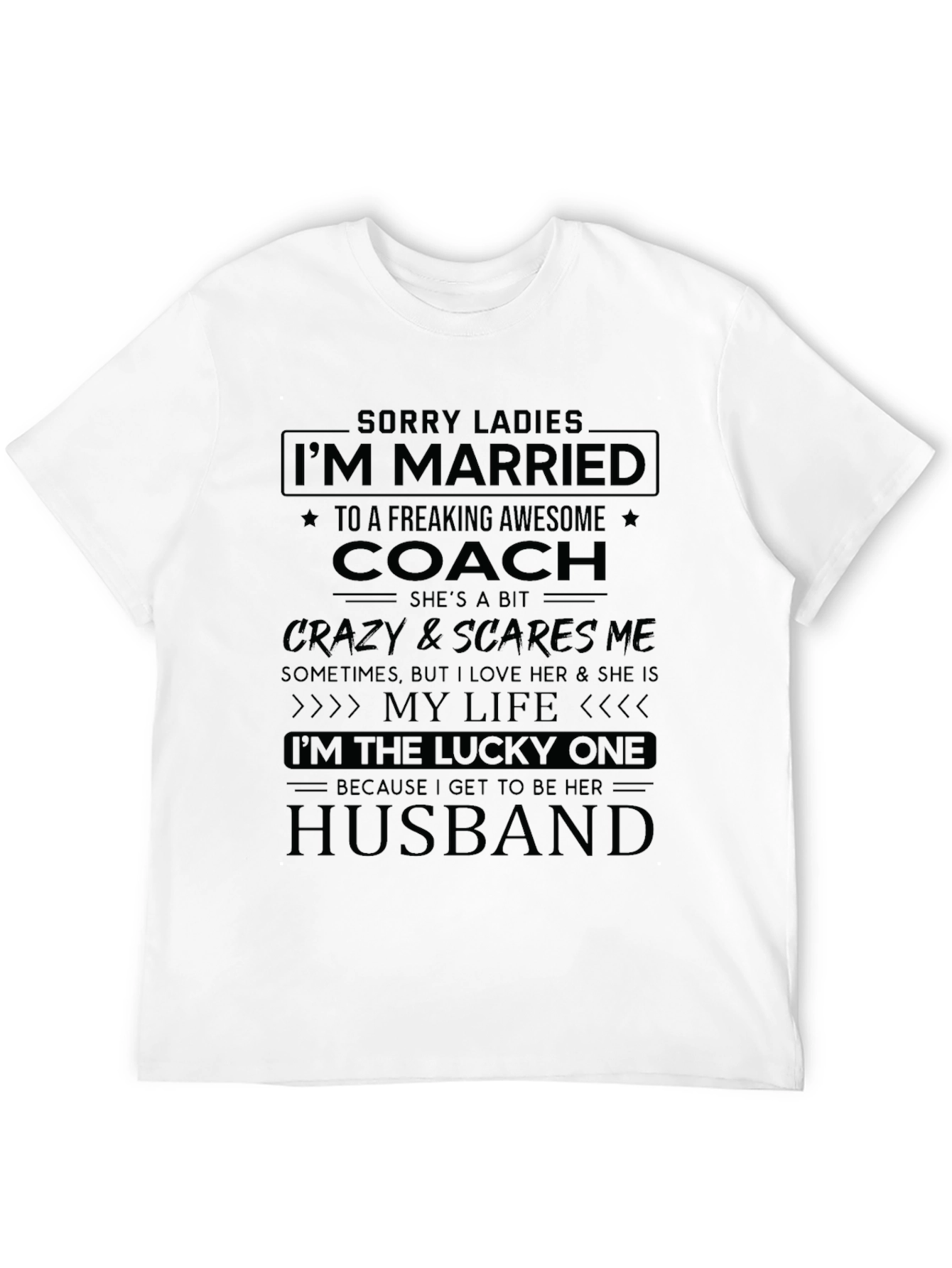 Black Funny Coach's Husband T-Shirt view 12