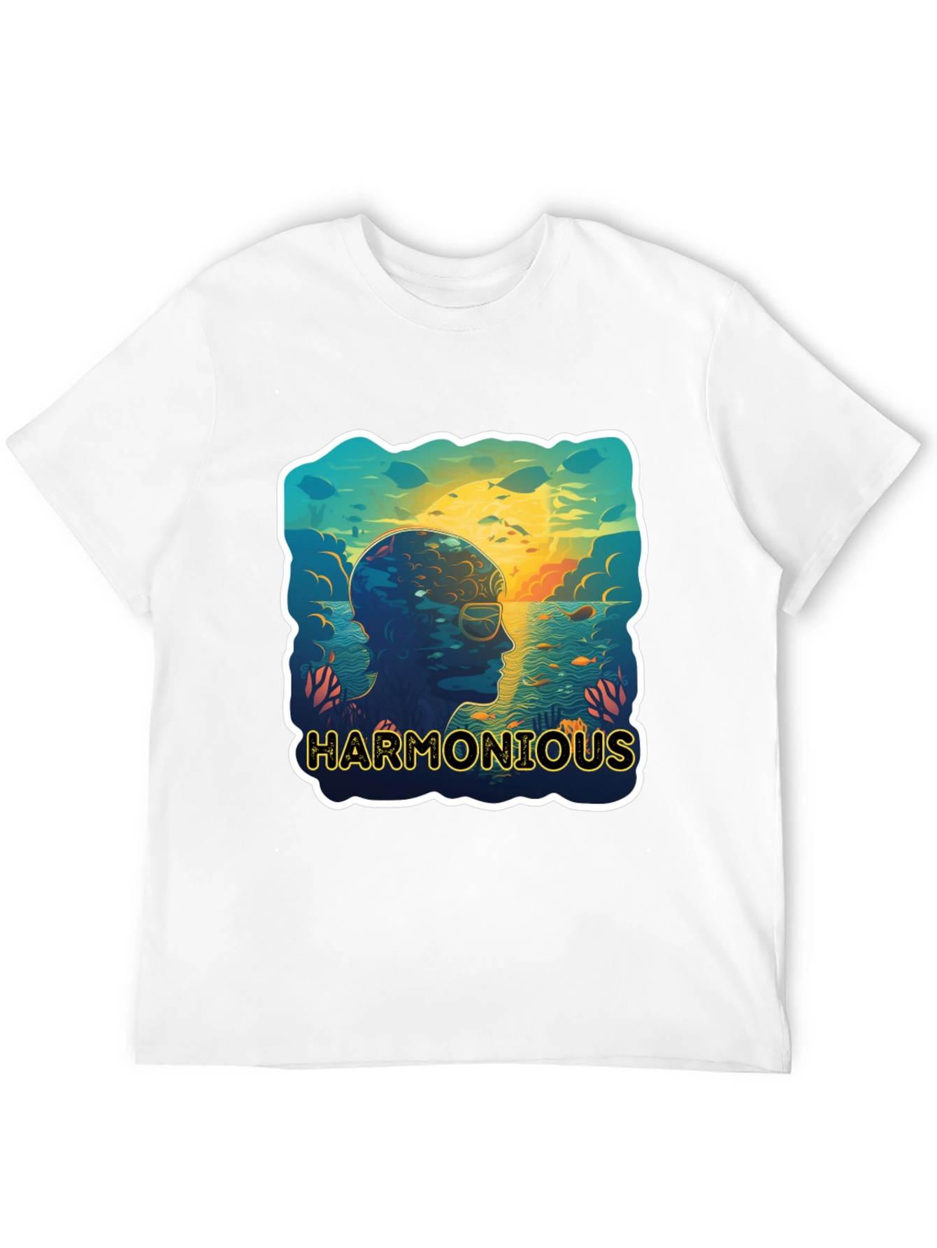 Black Harmonious Ocean Mind Black T-Shirt view 12