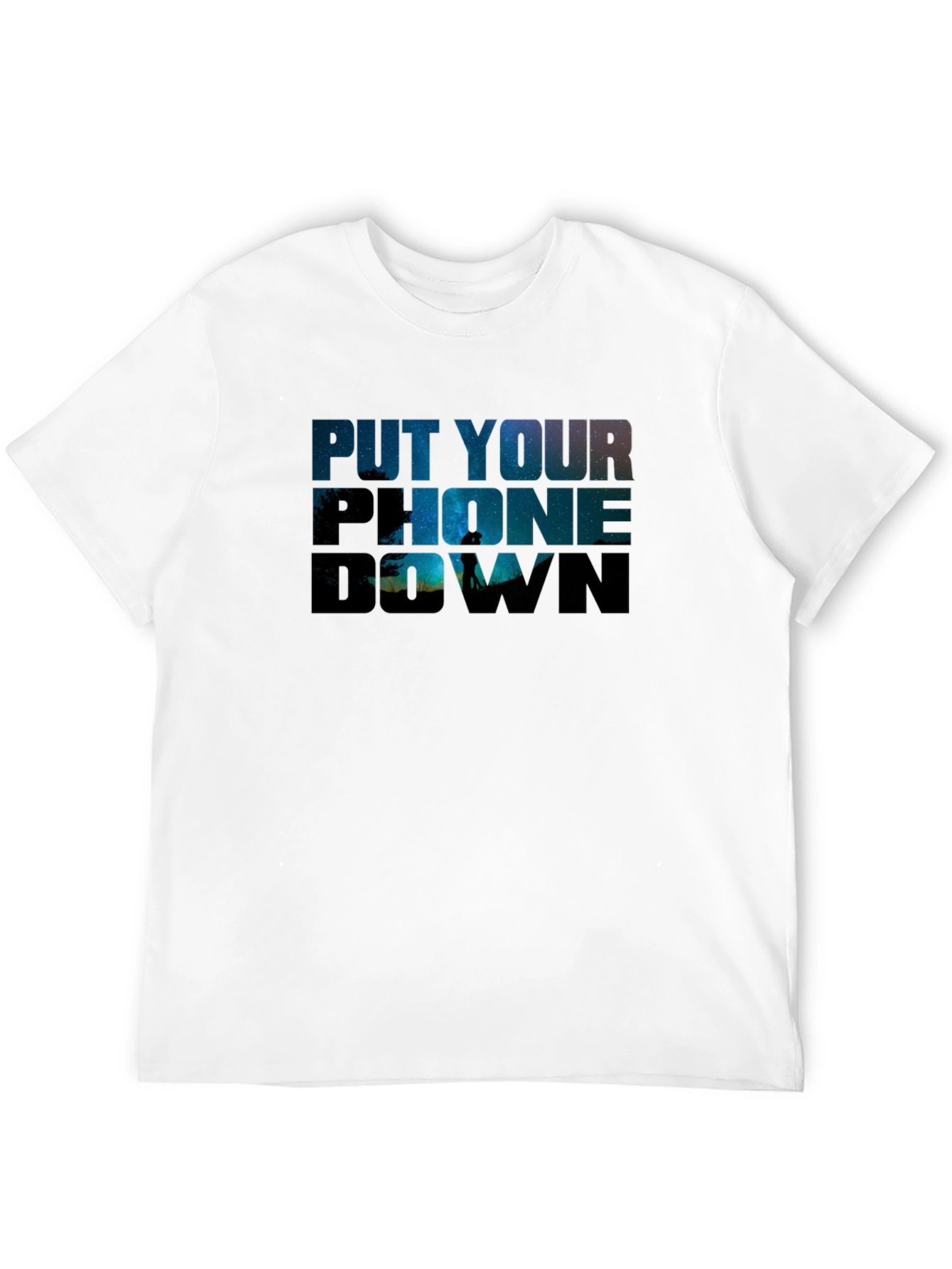 Black Put Your Phone Down Graphic T-Shirt view 12
