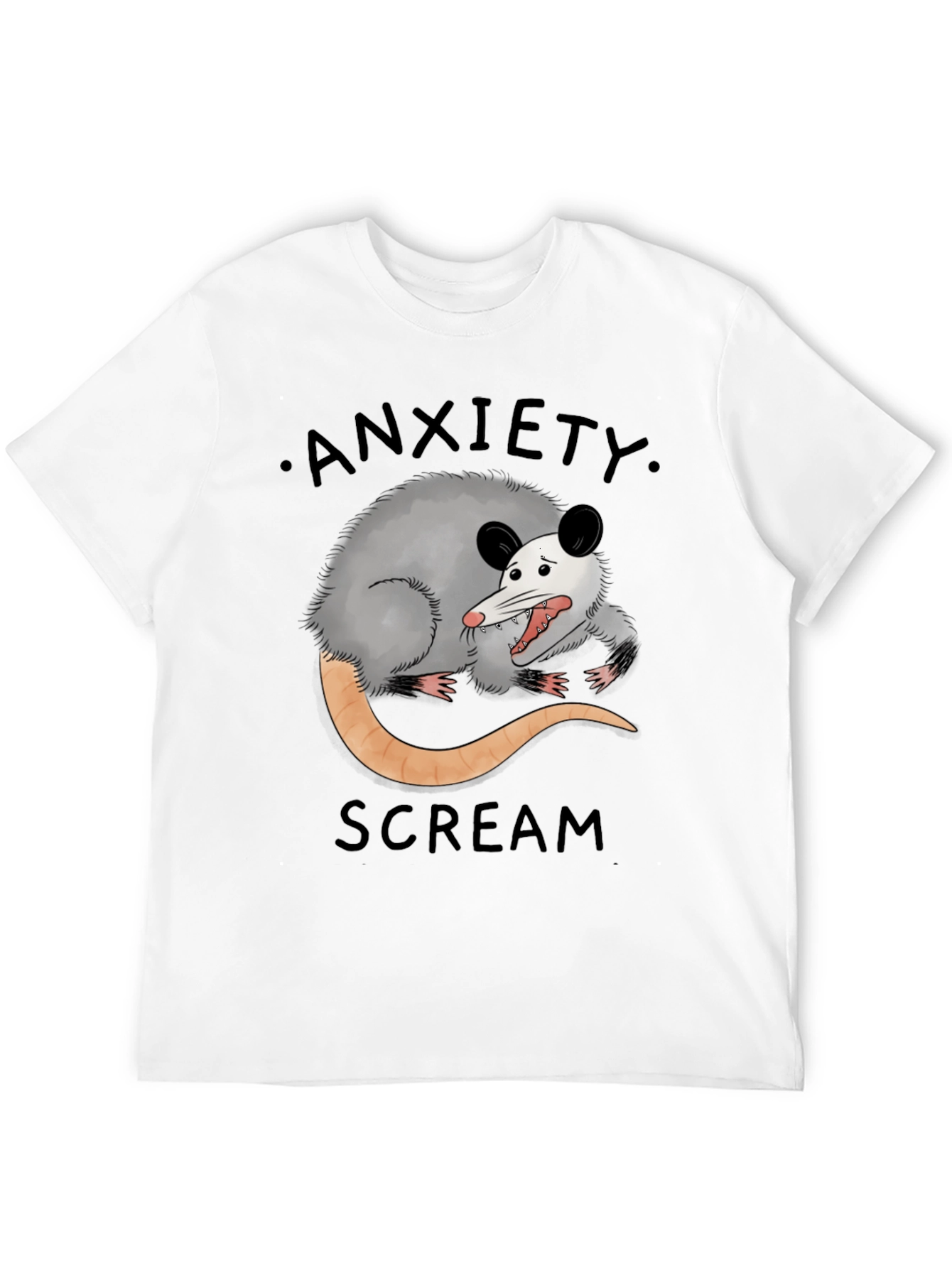 Black Anxiety Scream Opossum Graphic Tee view 12