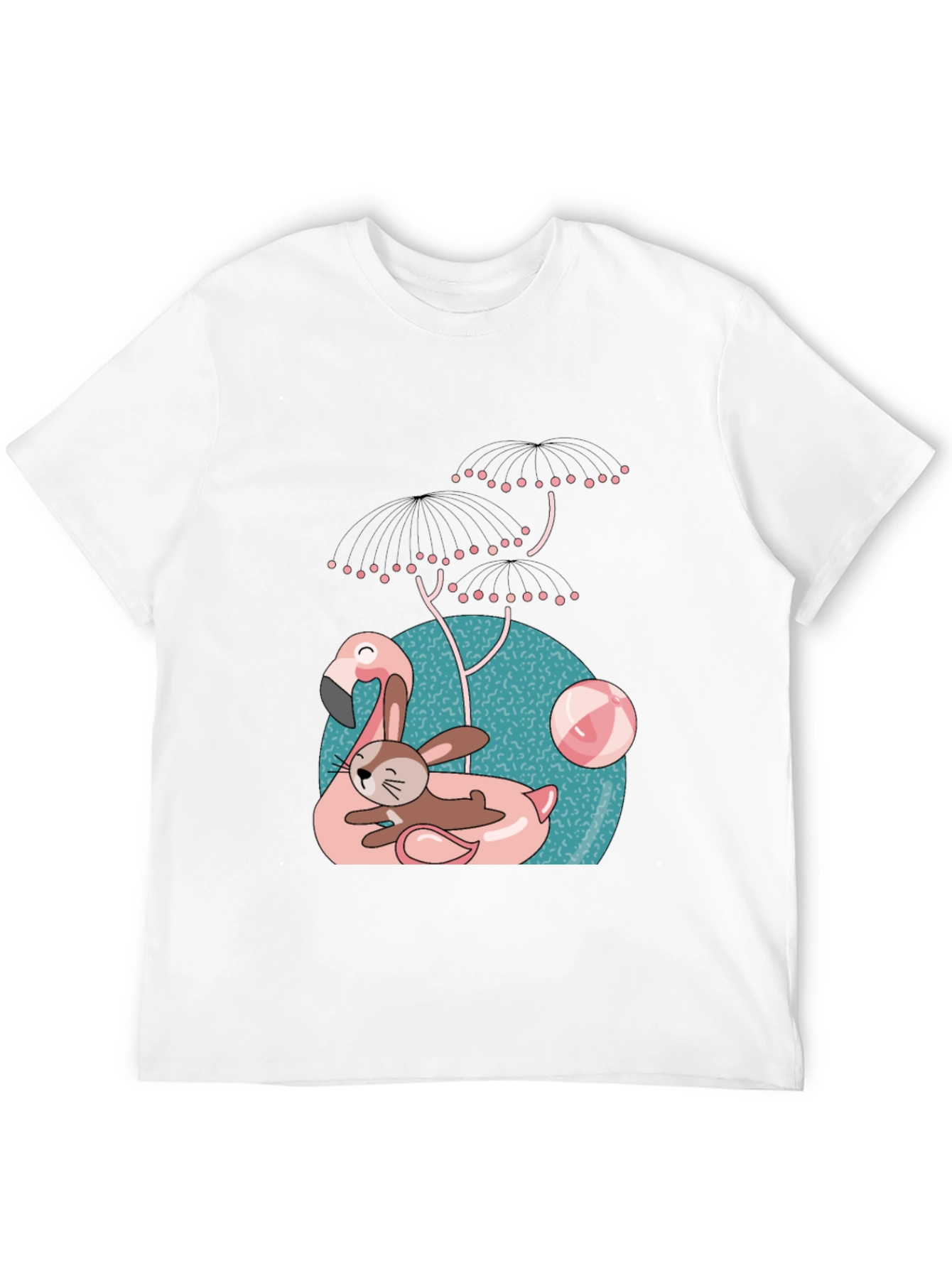 Black Fun Flamingo & Bunny Graphic T-Shirt view 12