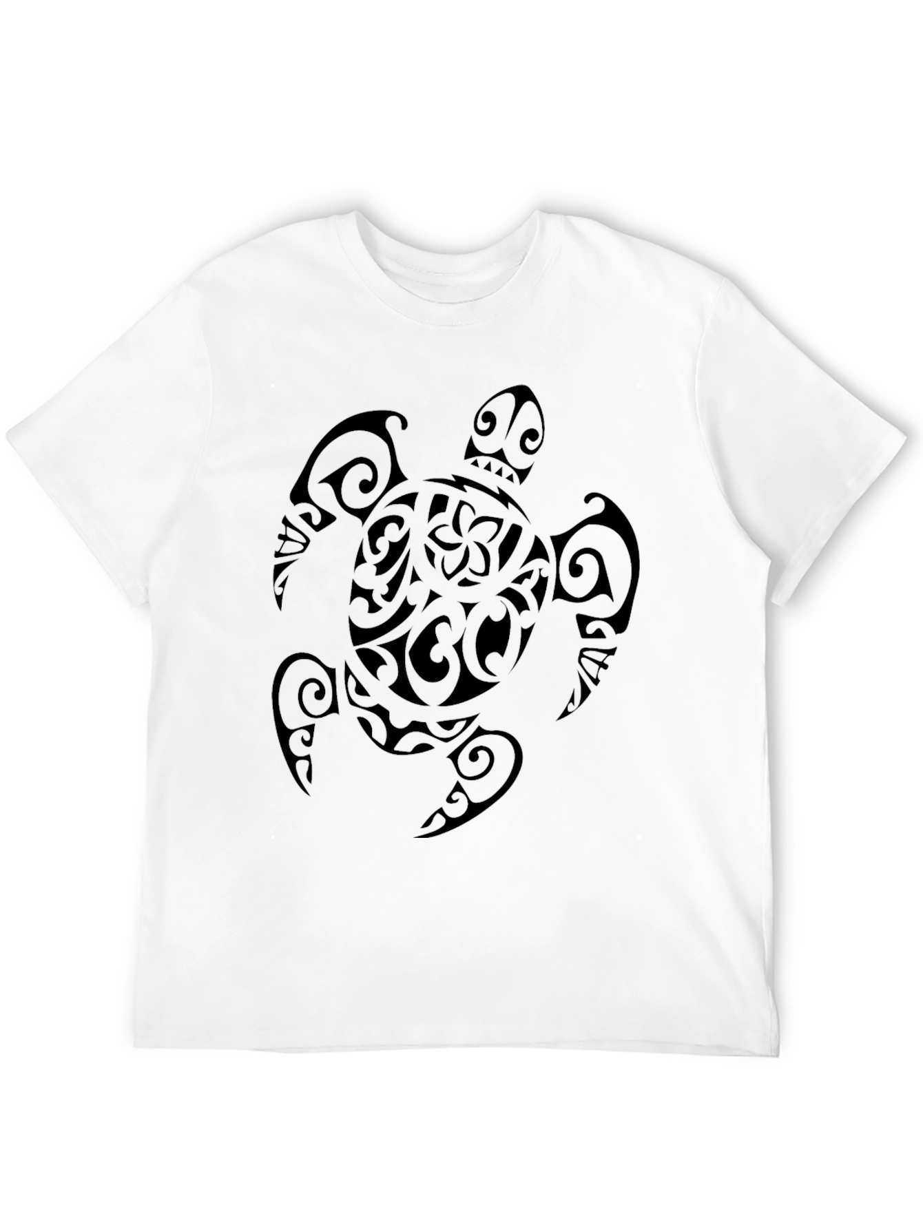 Black Tribal Turtle Graphic Tee - Black Cotton T-Shirt view 12