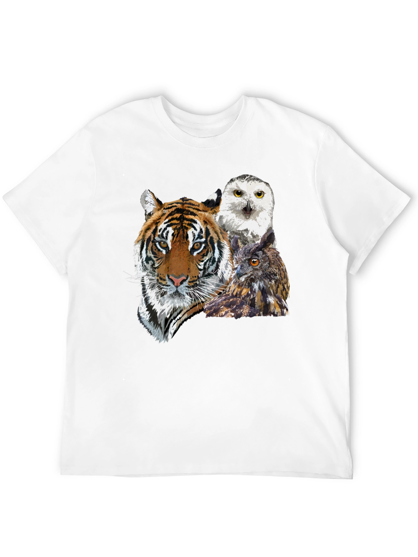 Black Tiger and Owl Graphic Tee - Men's Black T-Shirt view 12