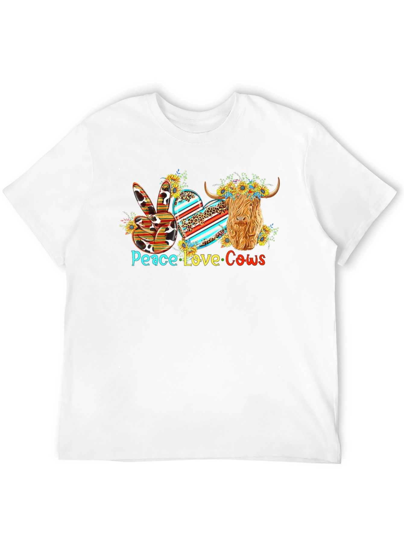 Black Peace Love Cows T-Shirt - Highland Cow Graphic Tee view 12